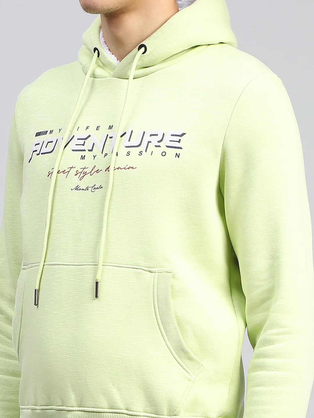 Men Green Printed Hooded Full Sleeve Sweatshirt - Image 7