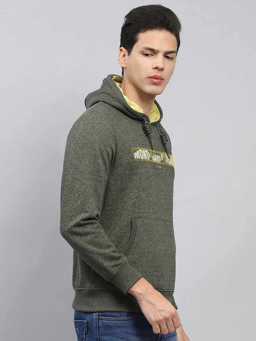 Men Green Printed Hooded Full Sleeve Sweatshirt - Image 4