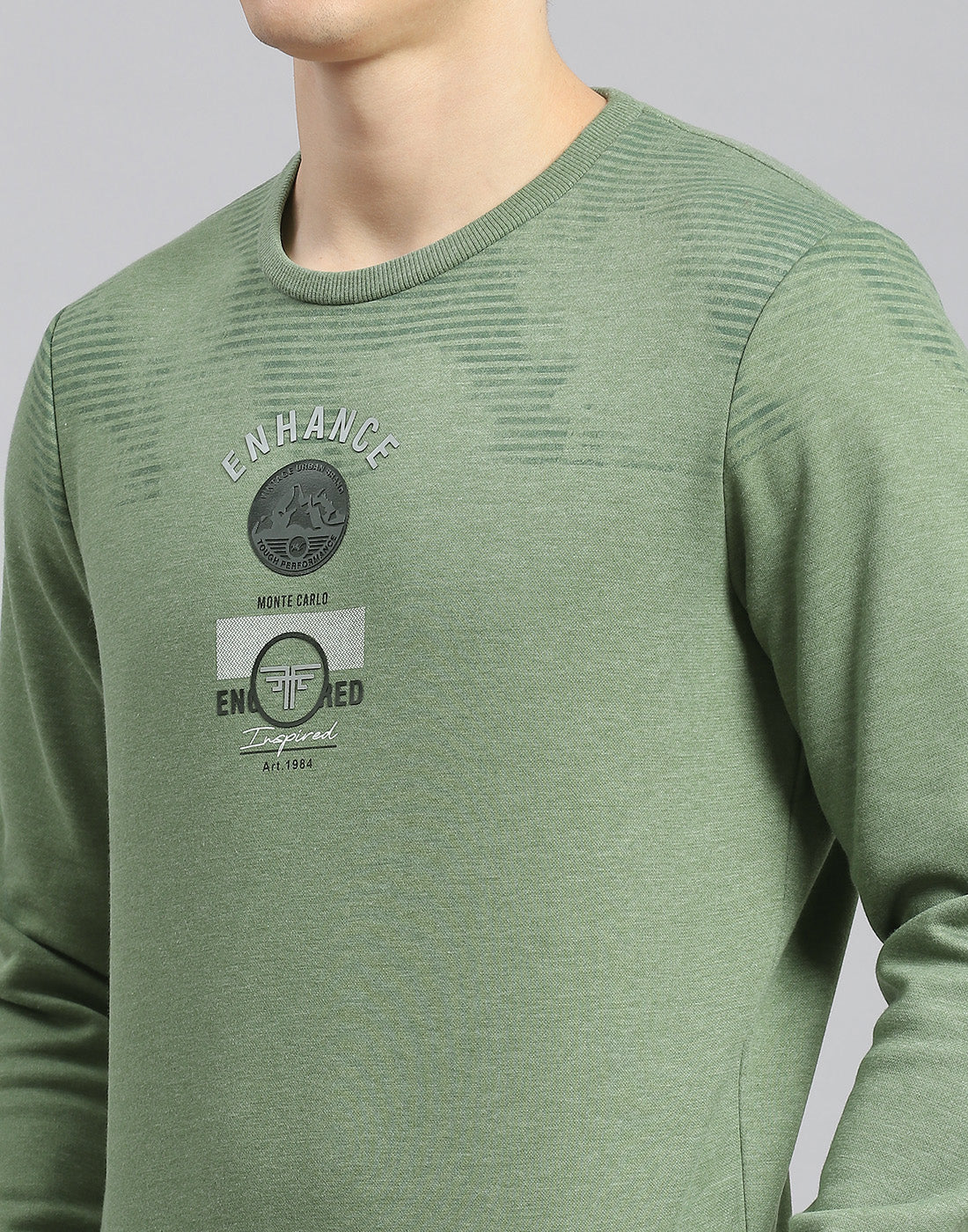 Men Green Printed Round Neck Full Sleeve Sweatshirt - Image 6