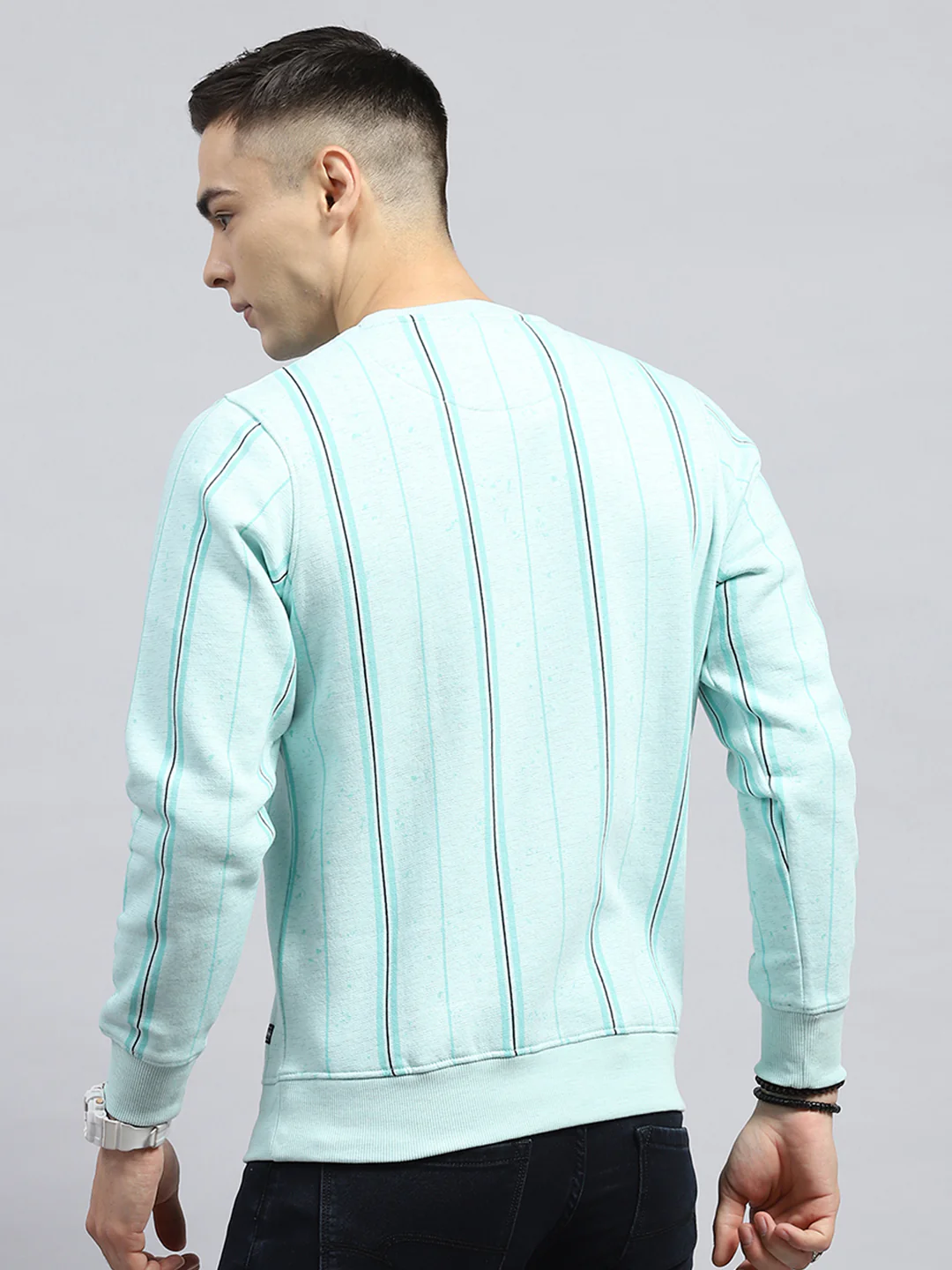 Men Green Printed Round Neck Full Sleeve Sweatshirt - Image 5