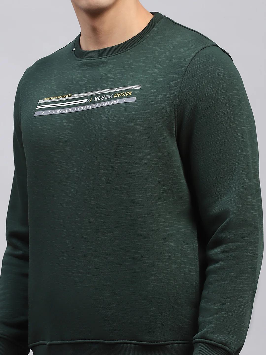 Men Green Printed Round Neck Full Sleeve Sweatshirt - Image 6