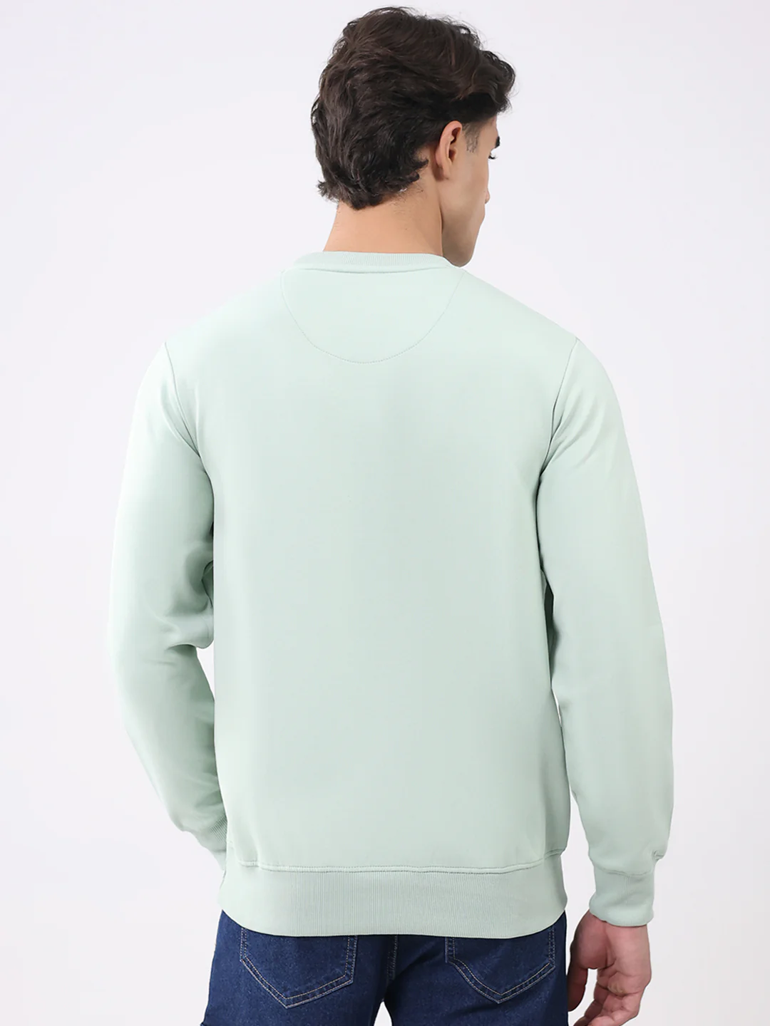 Men Green Printed Round Neck Full Sleeve Sweatshirt - Image 5