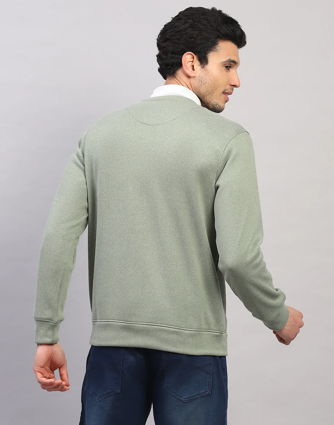 Men Green Printed Round Neck Full Sleeve Sweatshirt - Image 4