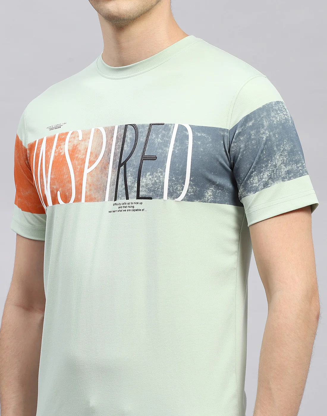 Men Green Printed Round Neck Half Sleeve T-Shirt - Image 6