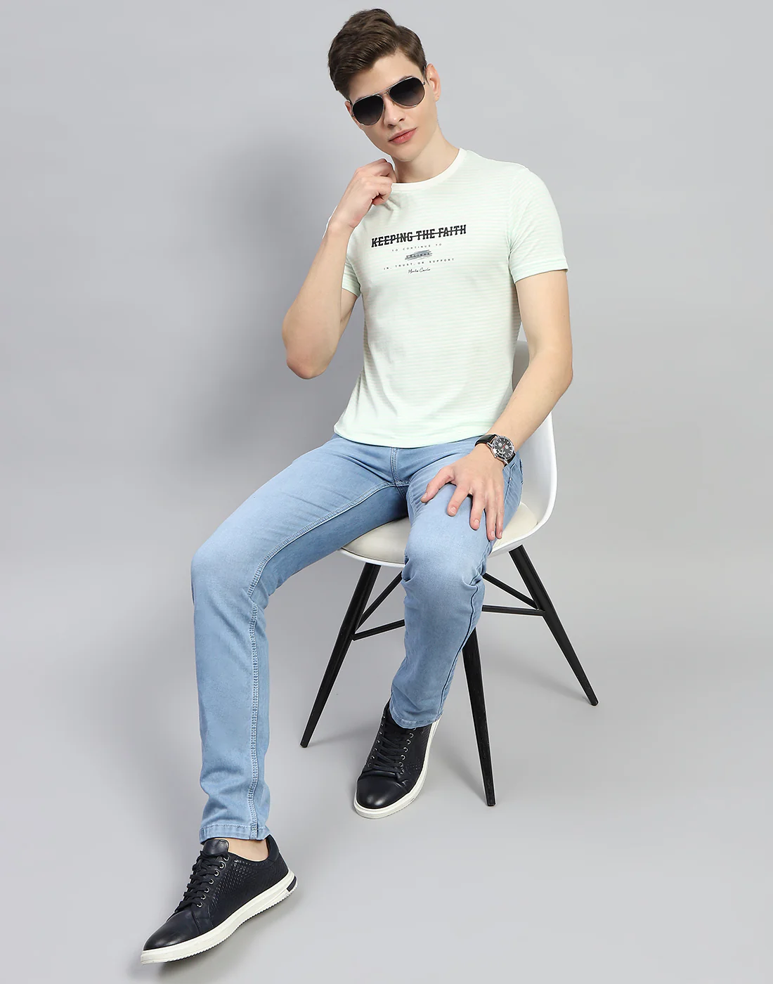 Men Green Printed Round Neck Half Sleeve T-Shirt - Image 2
