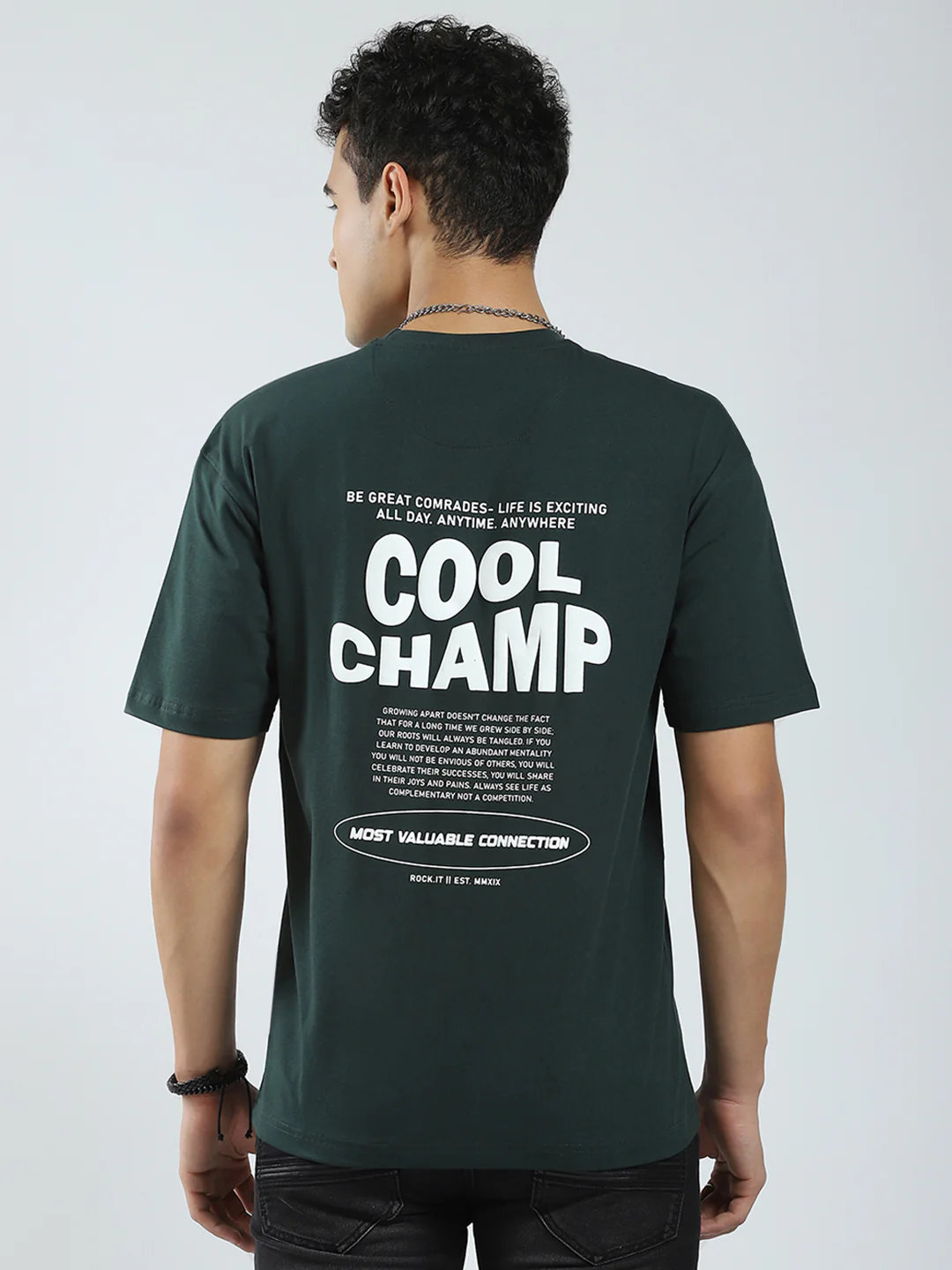 Rock.it Men Green Printed Round Neck Half Sleeve T-Shirt - Image 5