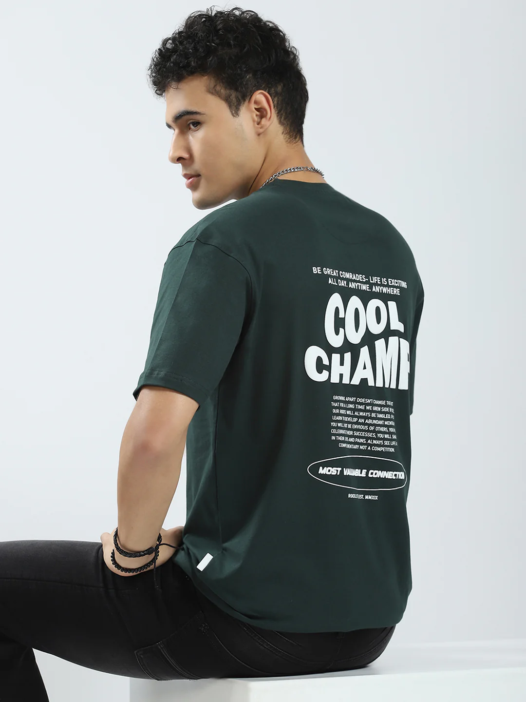 Rock.it Men Green Printed Round Neck Half Sleeve T-Shirt - Image 6