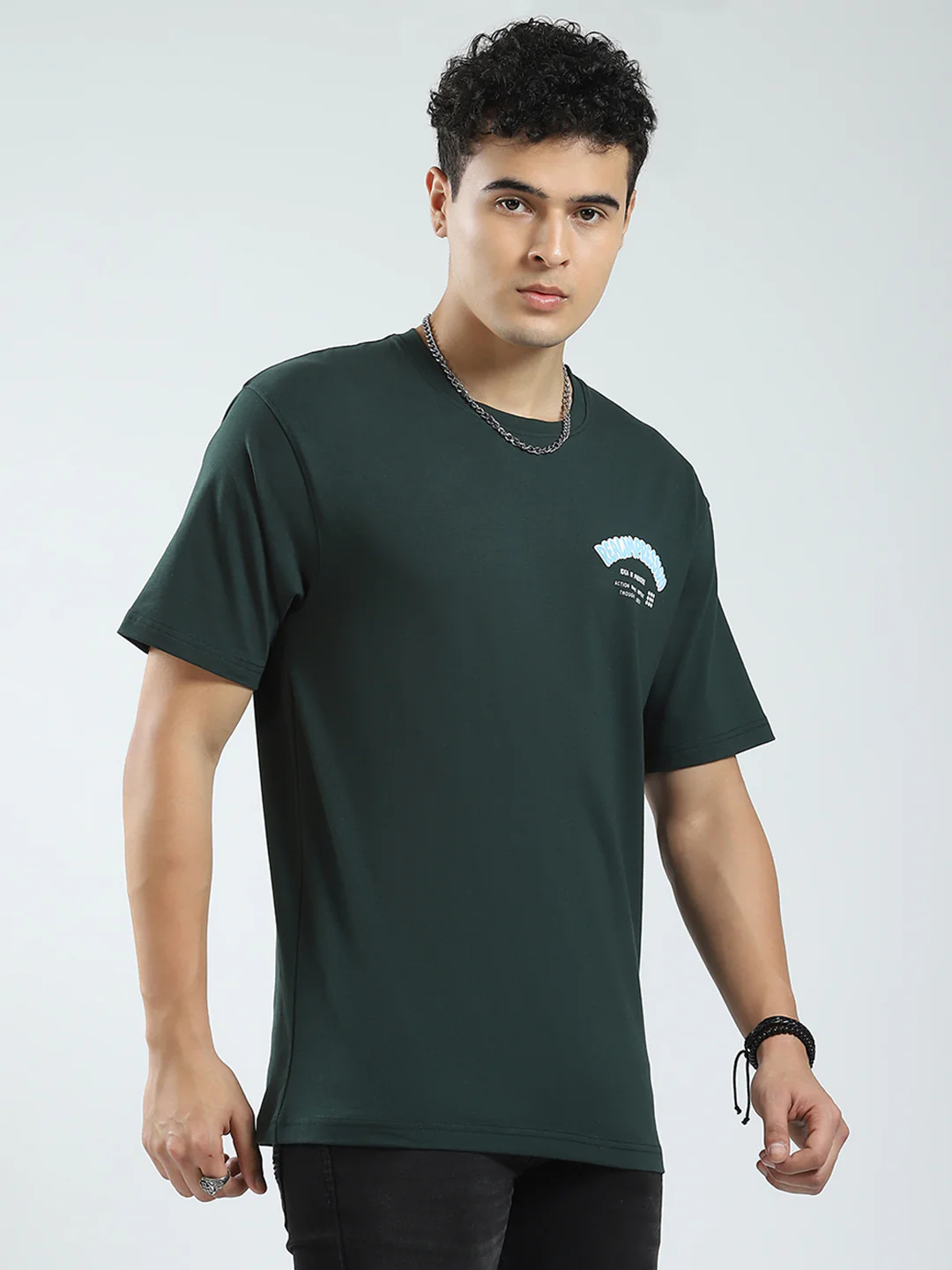 Rock.it Men Green Printed Round Neck Half Sleeve T-Shirt - Image 4