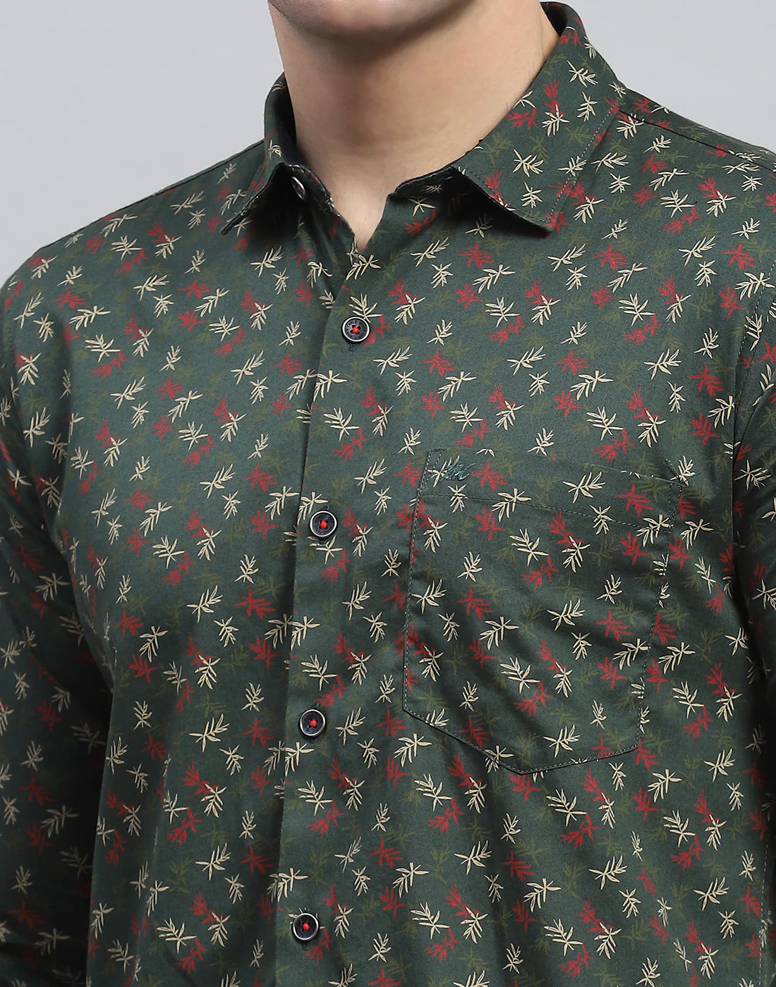 Men Green Printed Spread Collar Full Sleeve Shirt - Image 6