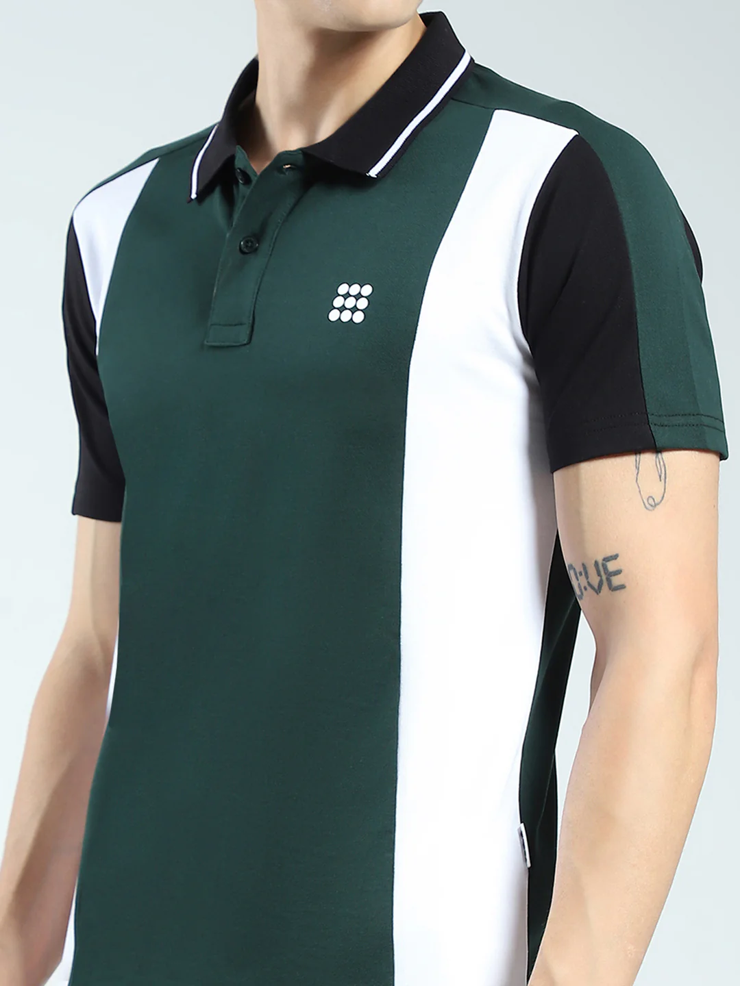 Rock.it Men Green Stripe Collar Half Sleeve T-Shirt - Image 7
