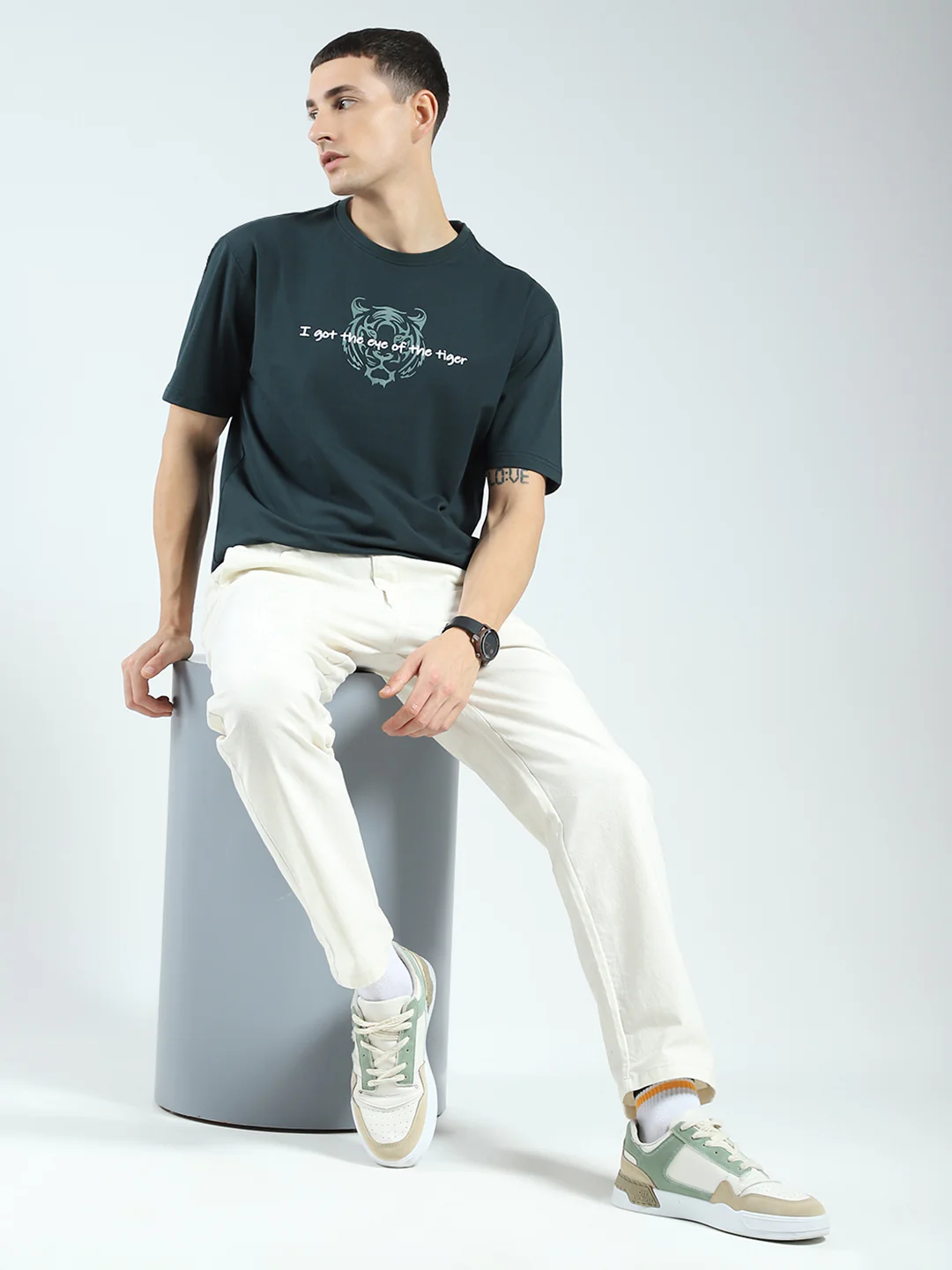 Rock.it Men Green Printed Round Neck Half Sleeve T-Shirt - Image 2
