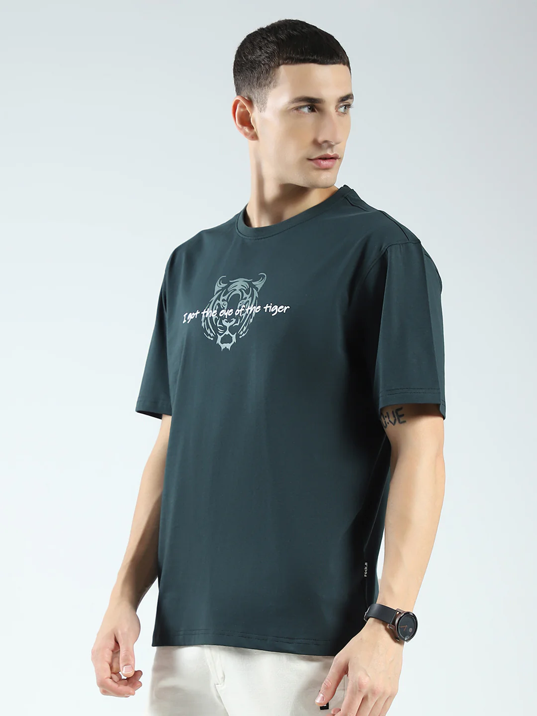 Rock.it Men Green Printed Round Neck Half Sleeve T-Shirt - Image 3