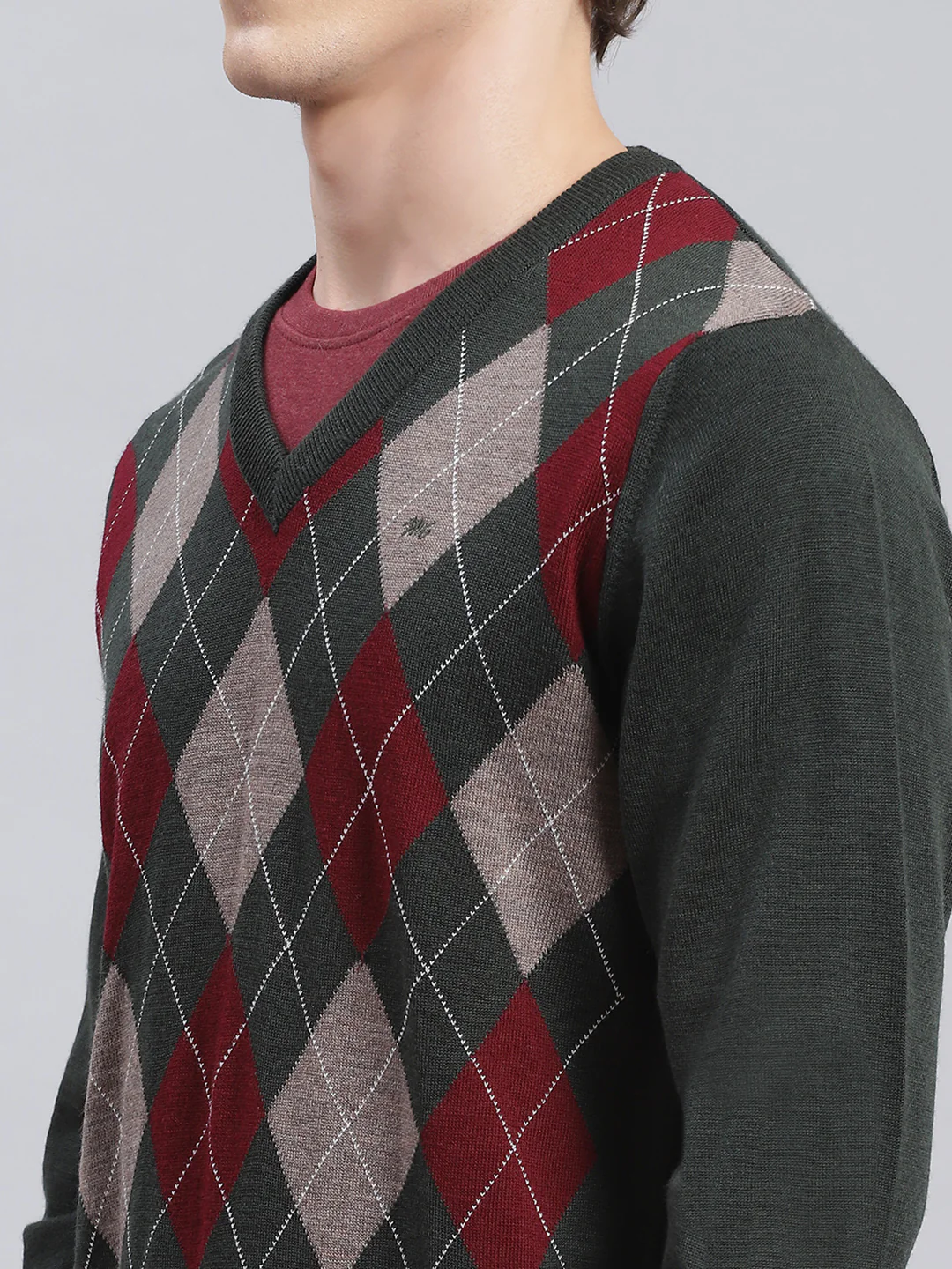 Men Green Printed Wool blend Pullover - Image 5
