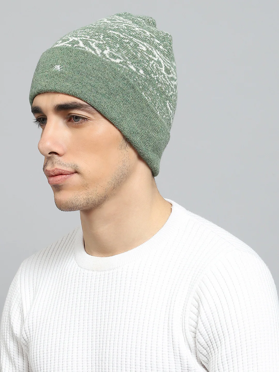 Men Green Self Design Cap - Image 3