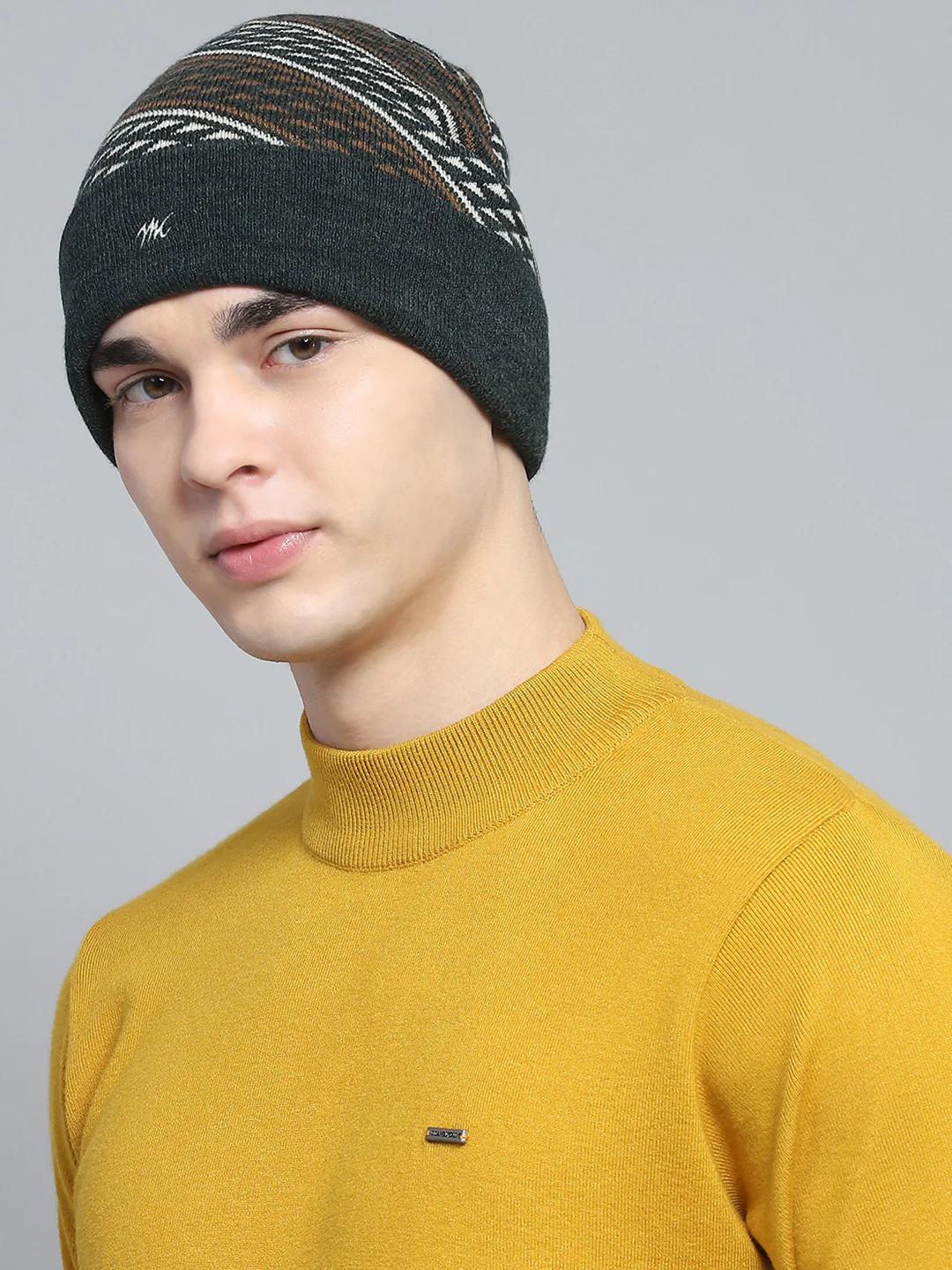 Men Green Self Design Cap - Image 3