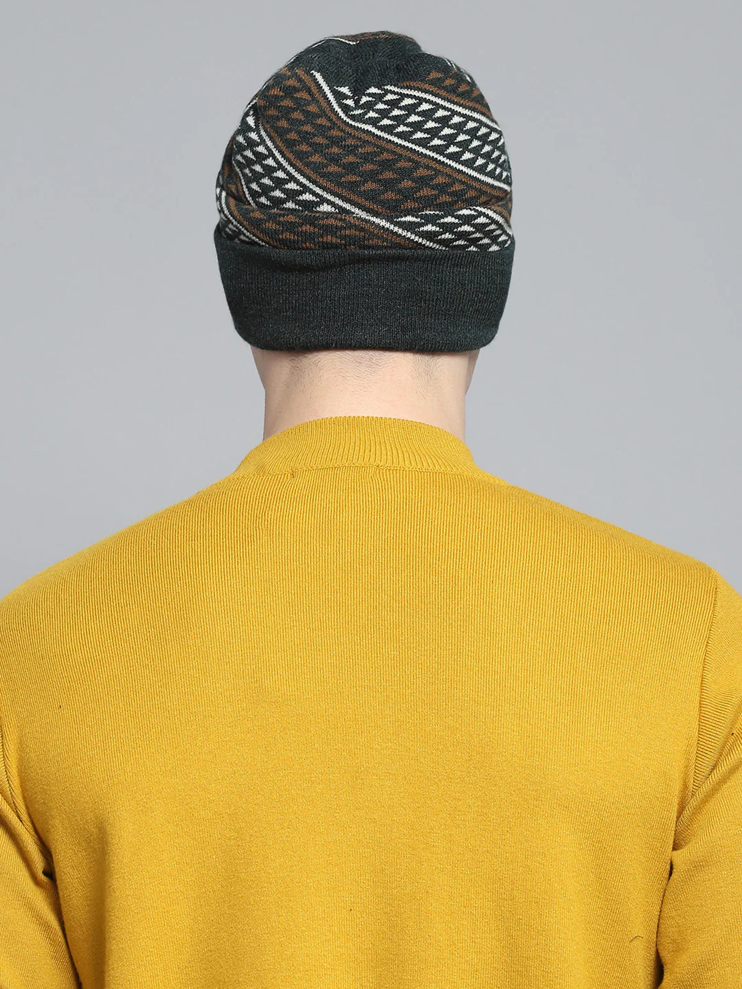 Men Green Self Design Cap - Image 5