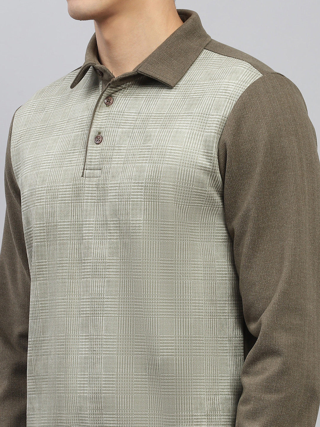 Men Green Self Design Collar Full Sleeve Sweatshirt - Image 7