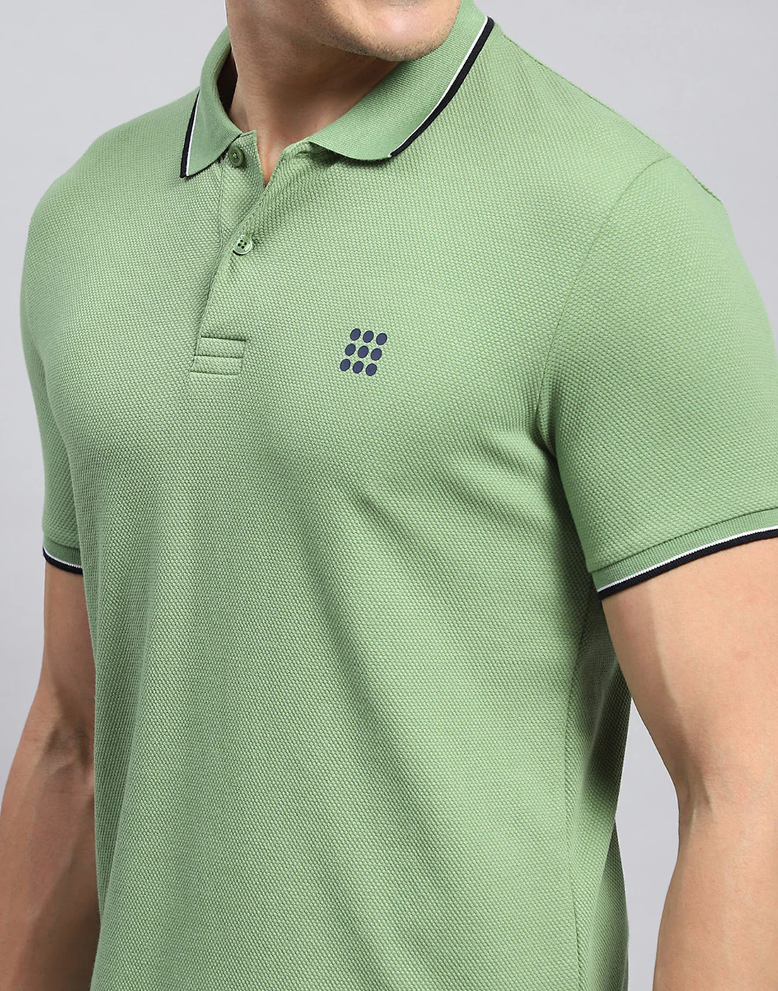 Rock.it Men Green Self Design Collar Half Sleeve T-Shirt - Image 6