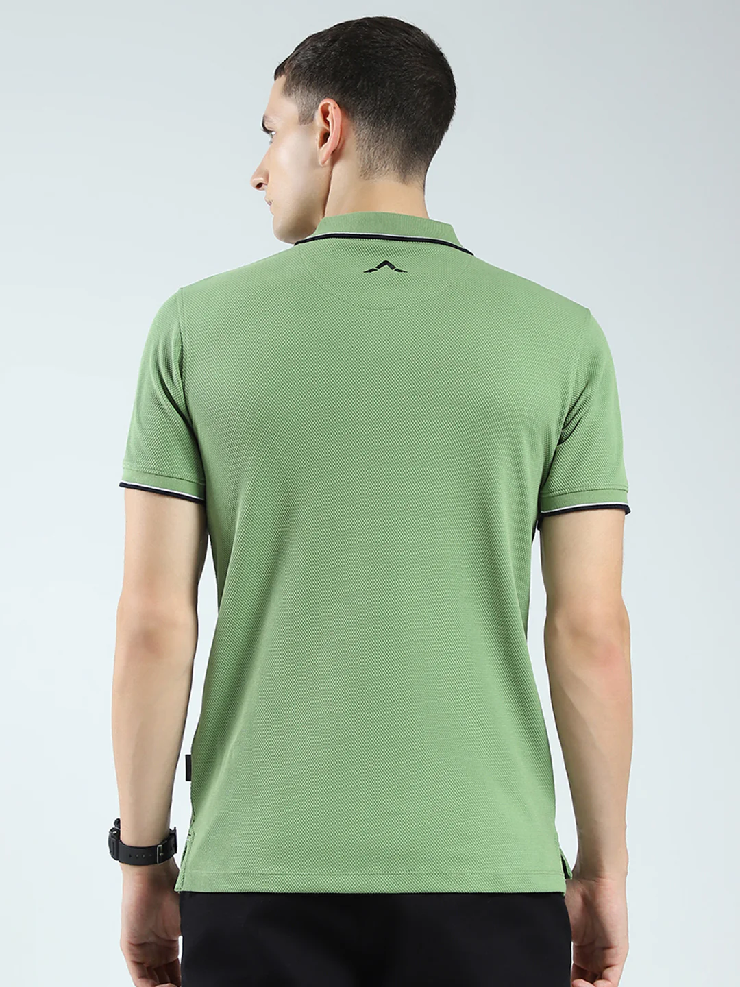 Rock.it Men Green Self Design Collar Half Sleeve T-Shirt - Image 5