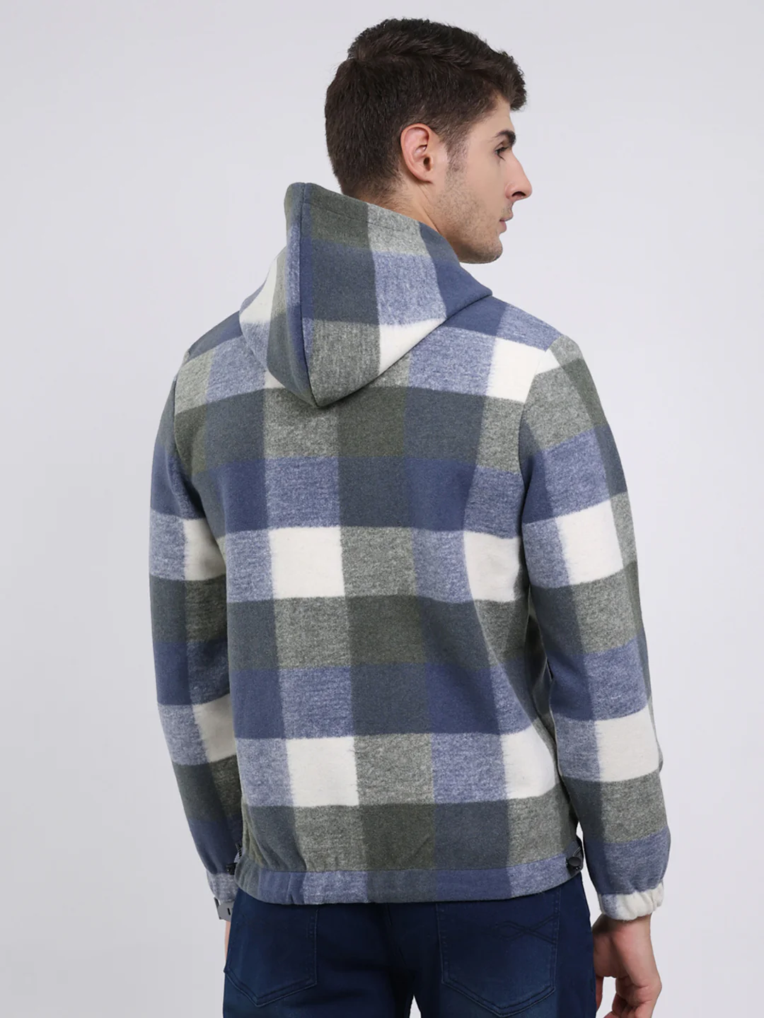 Men Green Self Design Hooded Full Sleeve Sweatshirt - Image 5