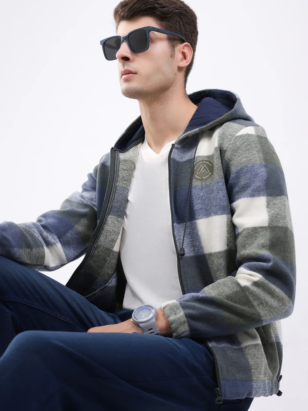 Men Green Self Design Hooded Full Sleeve Sweatshirt - Image 6