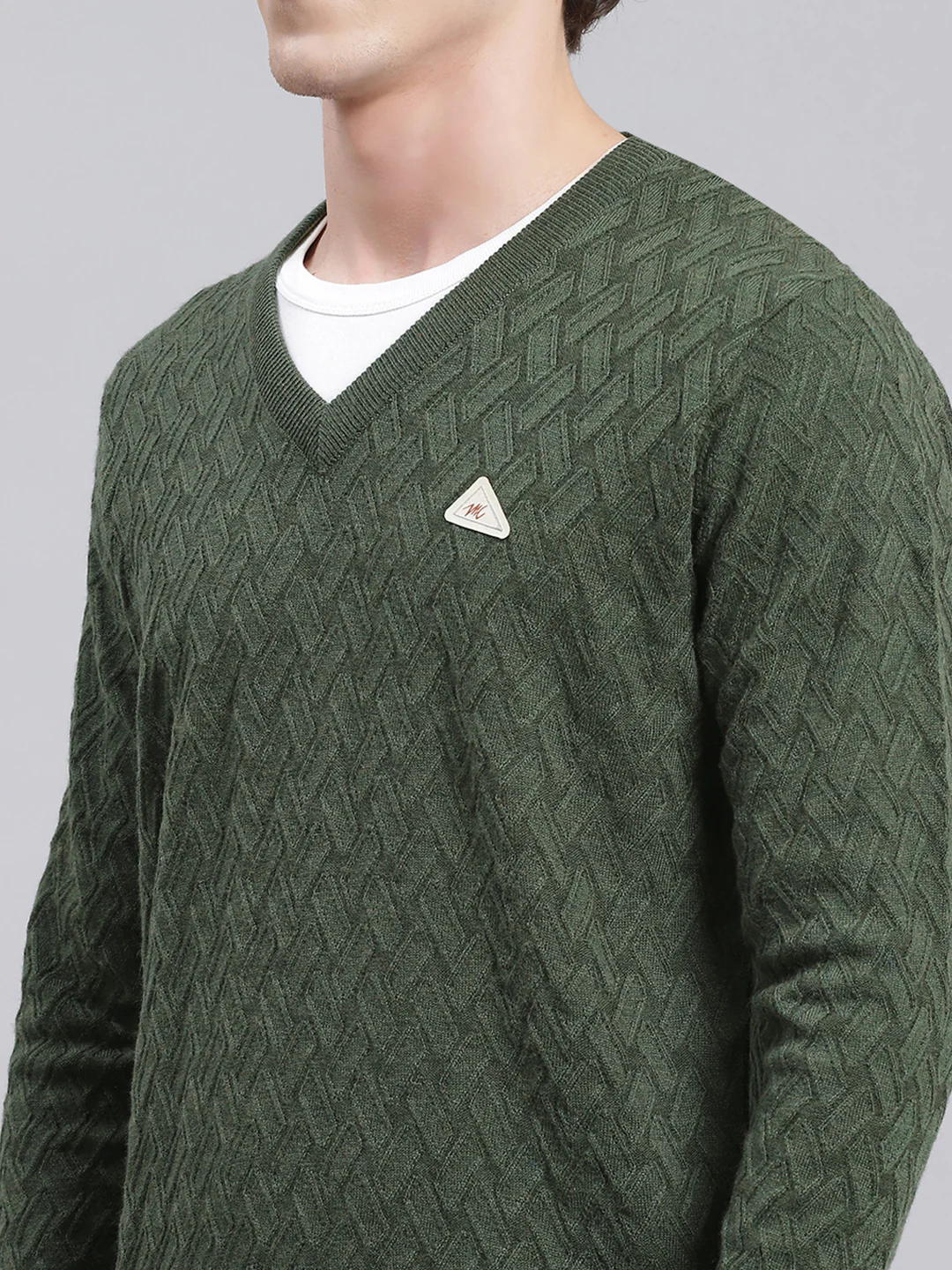 Men Green Self Design Wool blend Pullover - Image 6