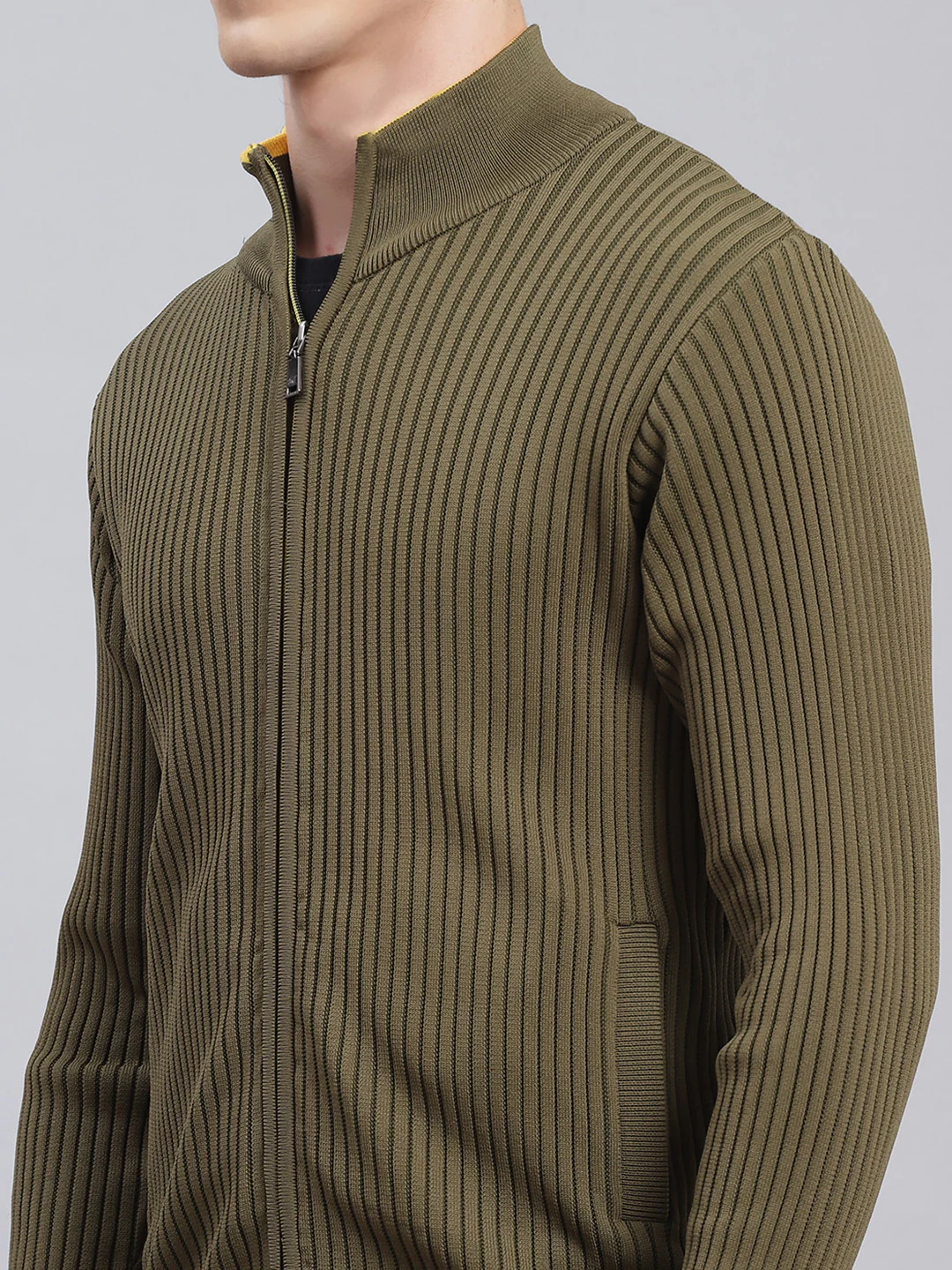 Men Green Self Design Wool blend Pullover - Image 6