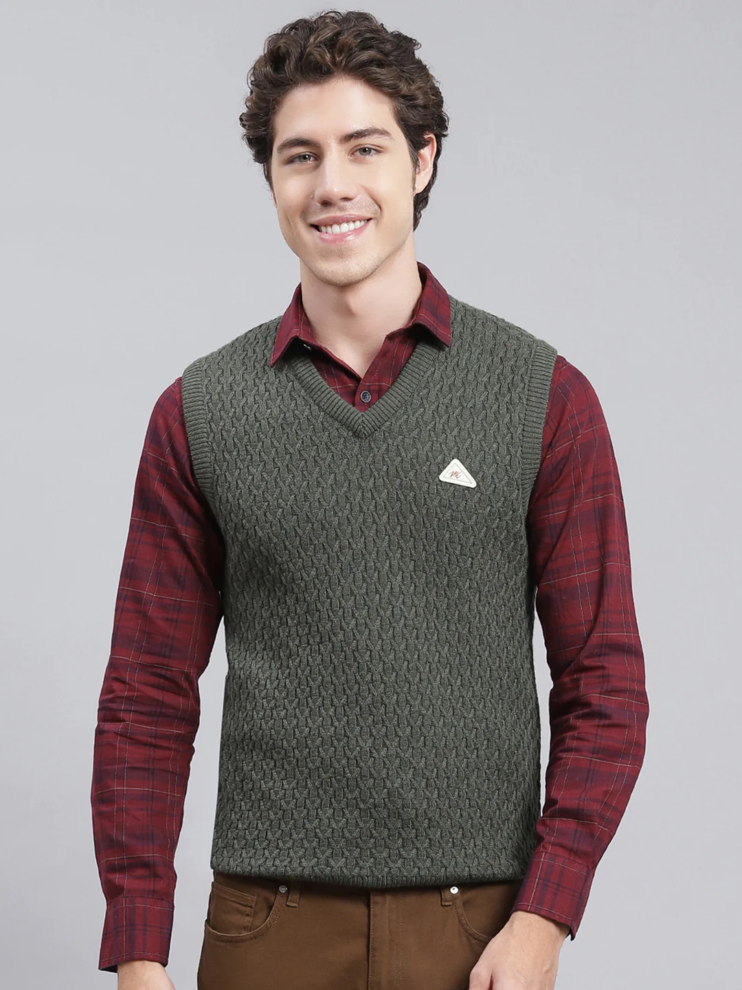 Men Green Self Design Wool blend Sweater - Image 2