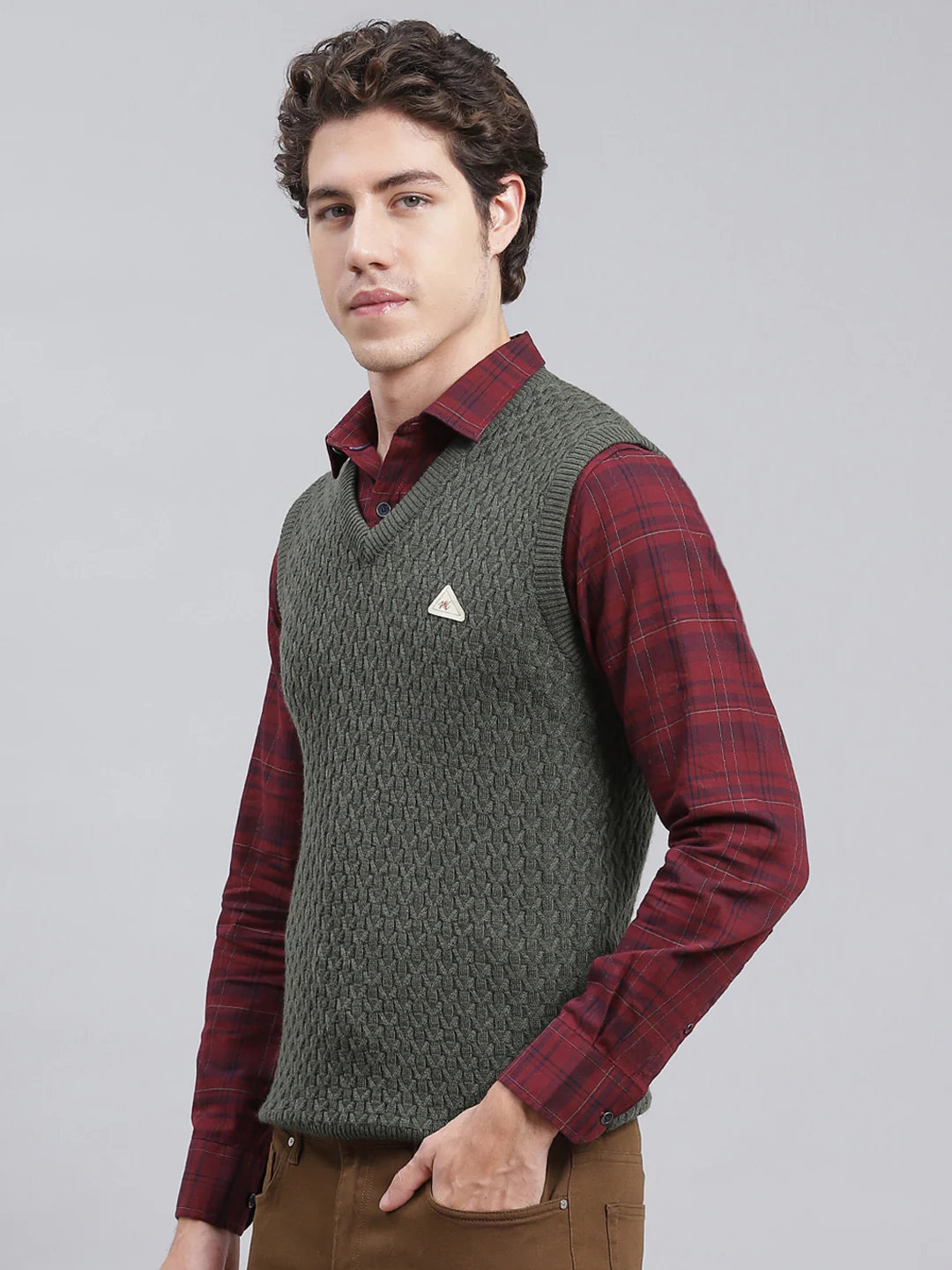 Men Green Self Design Wool blend Sweater - Image 4