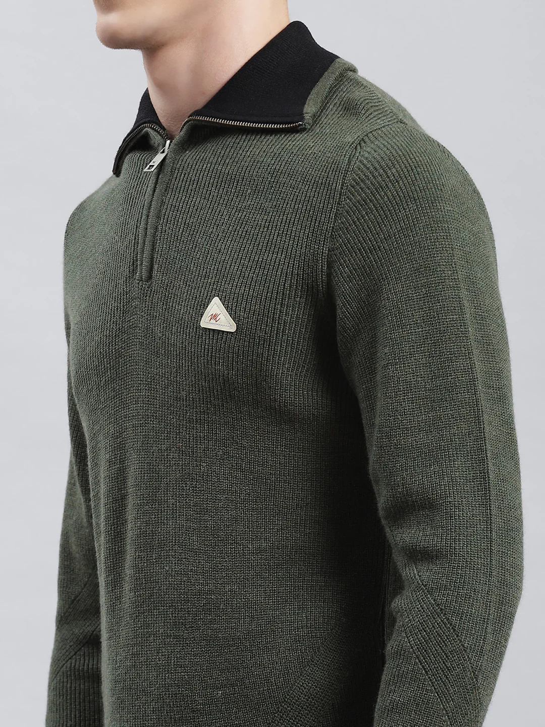 Men Green Self Pullover - Image 6