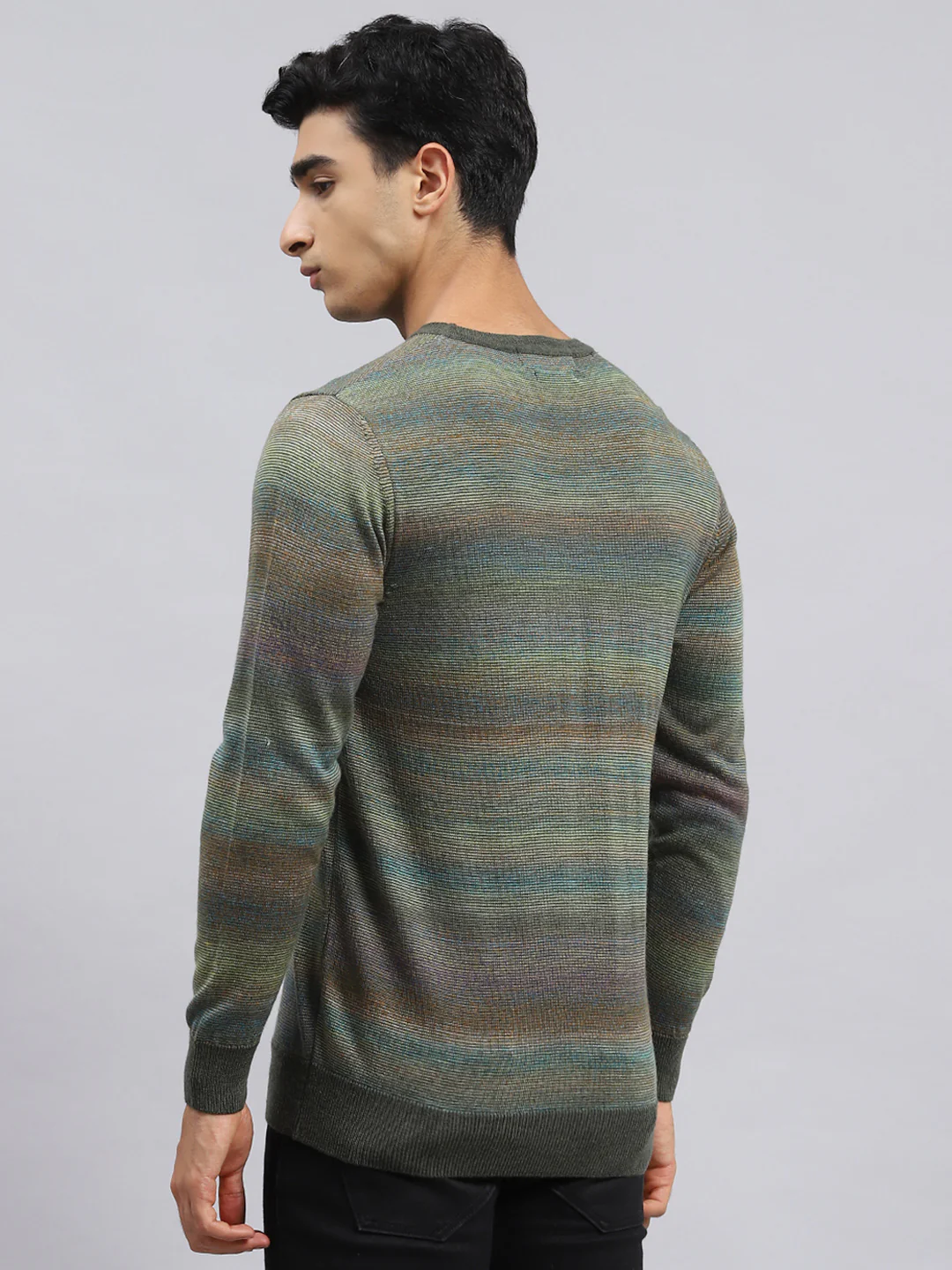 Men Green Self Pullover - Image 4