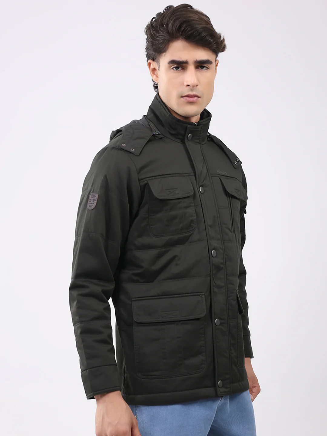 Men Green Solid Collar Full Sleeve Jacket - Image 4