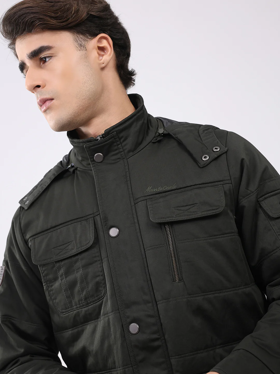 Men Green Solid Collar Full Sleeve Jacket - Image 7