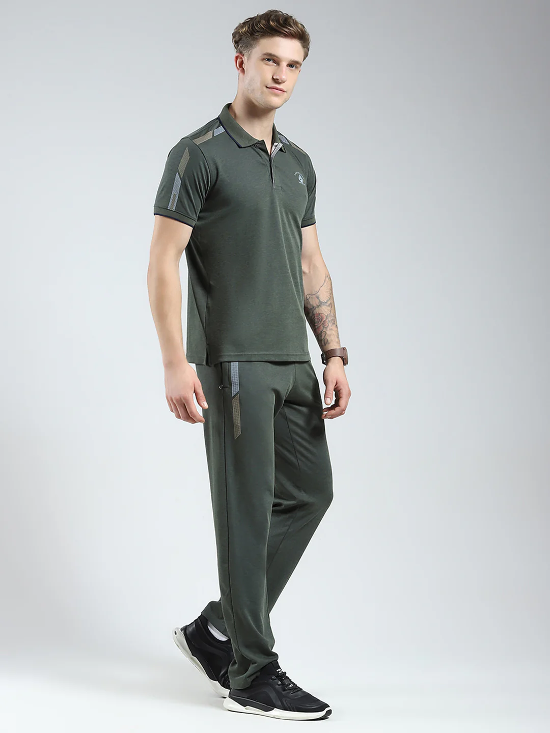 Men Green Solid Collar Half Sleeve Lower Set - Image 4