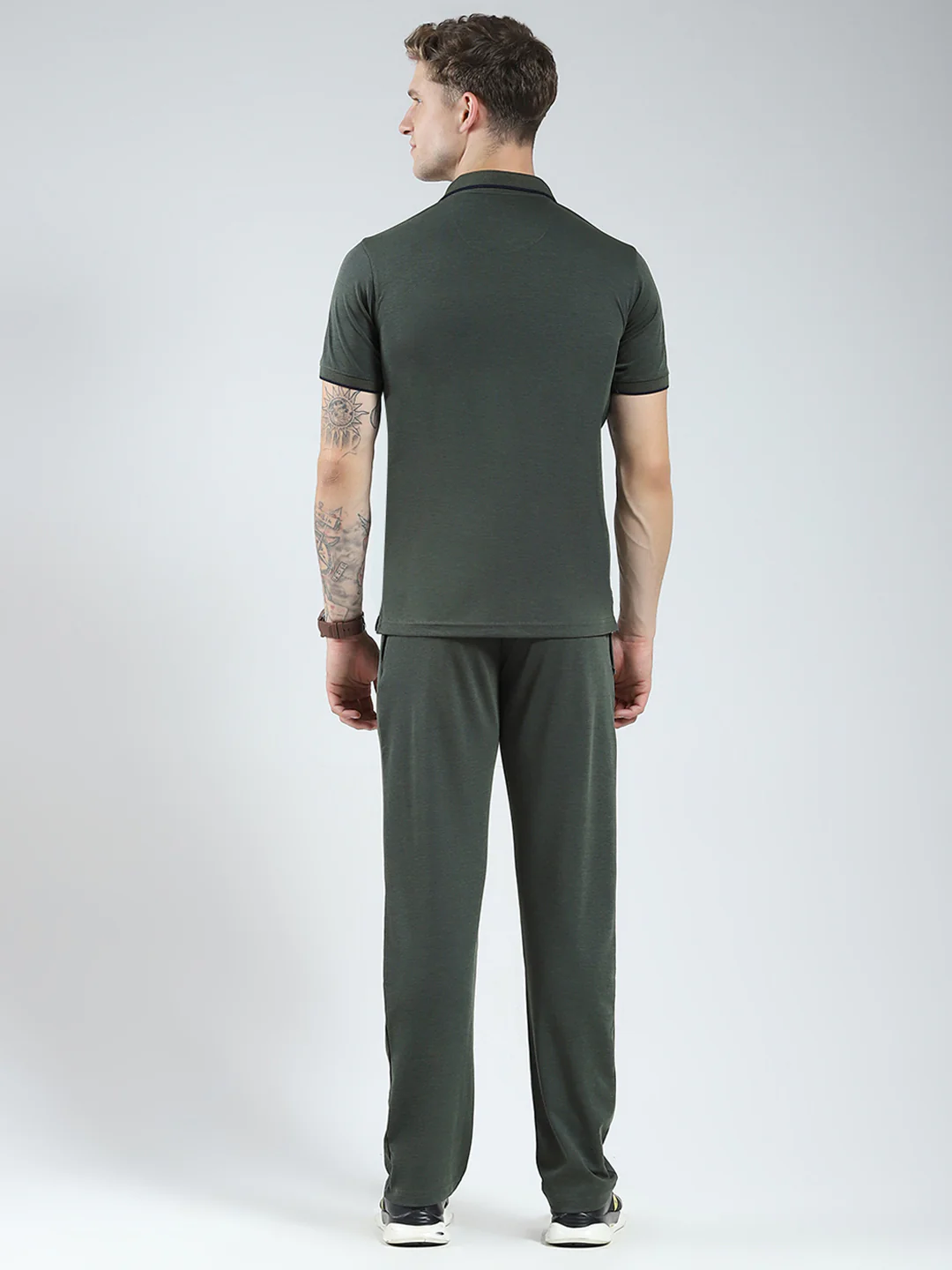 Men Green Solid Collar Half Sleeve Lower Set - Image 5