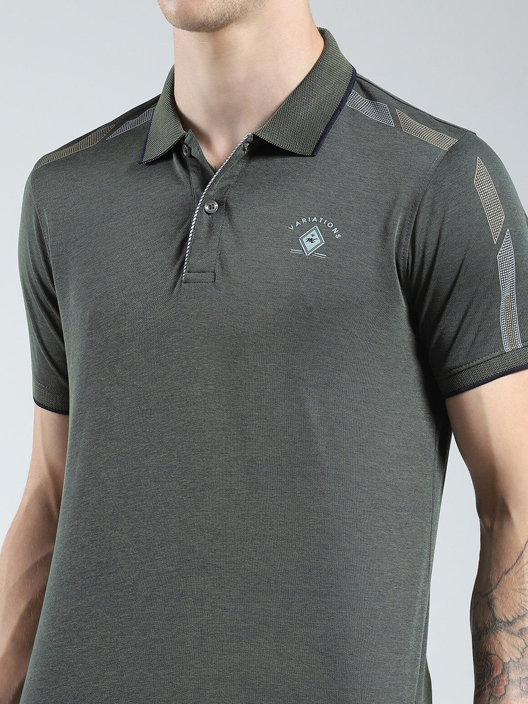 Men Green Solid Collar Half Sleeve Lower Set - Image 7