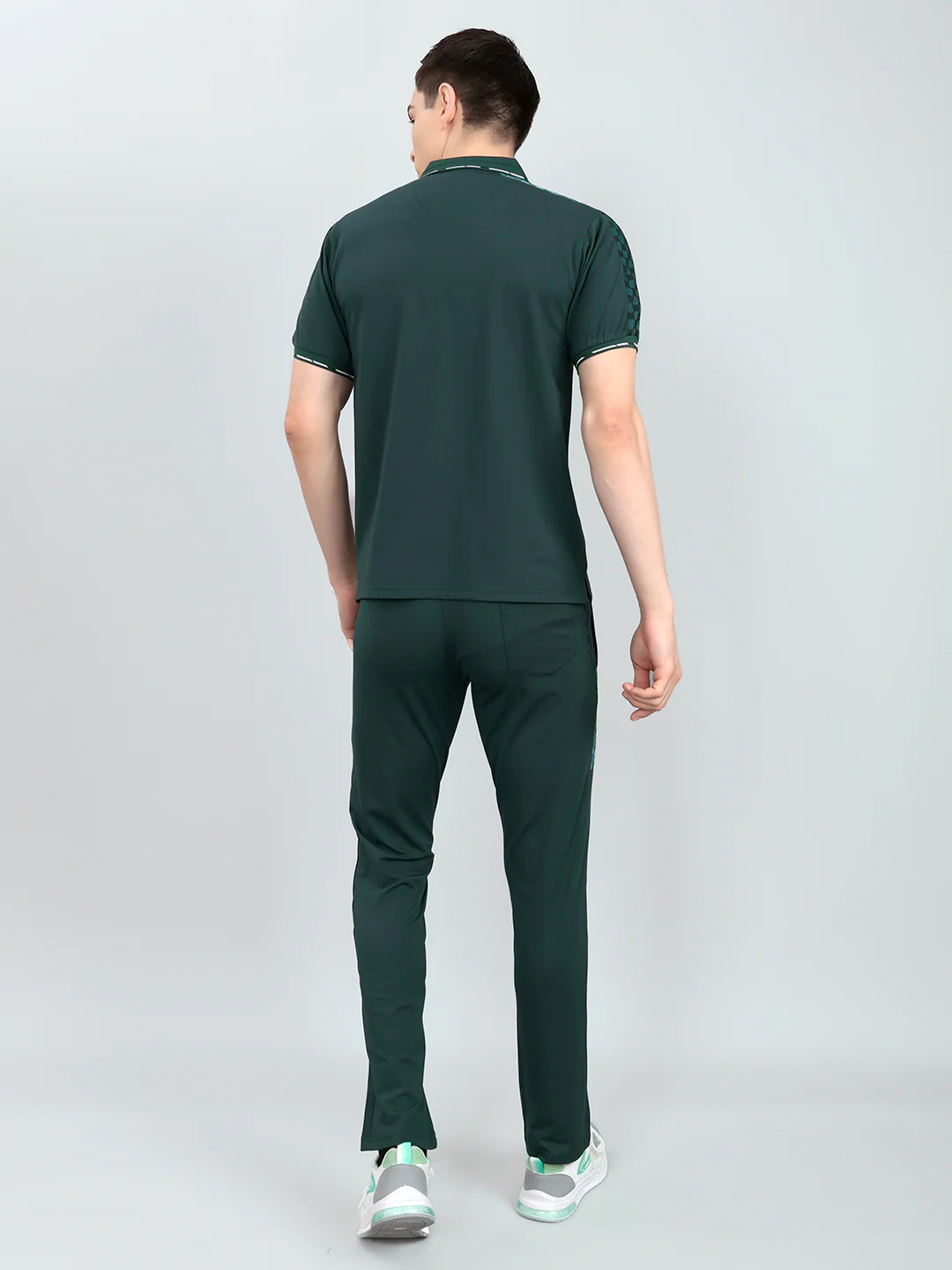 Men Green Solid Collar Half Sleeve Lower Set - Image 4