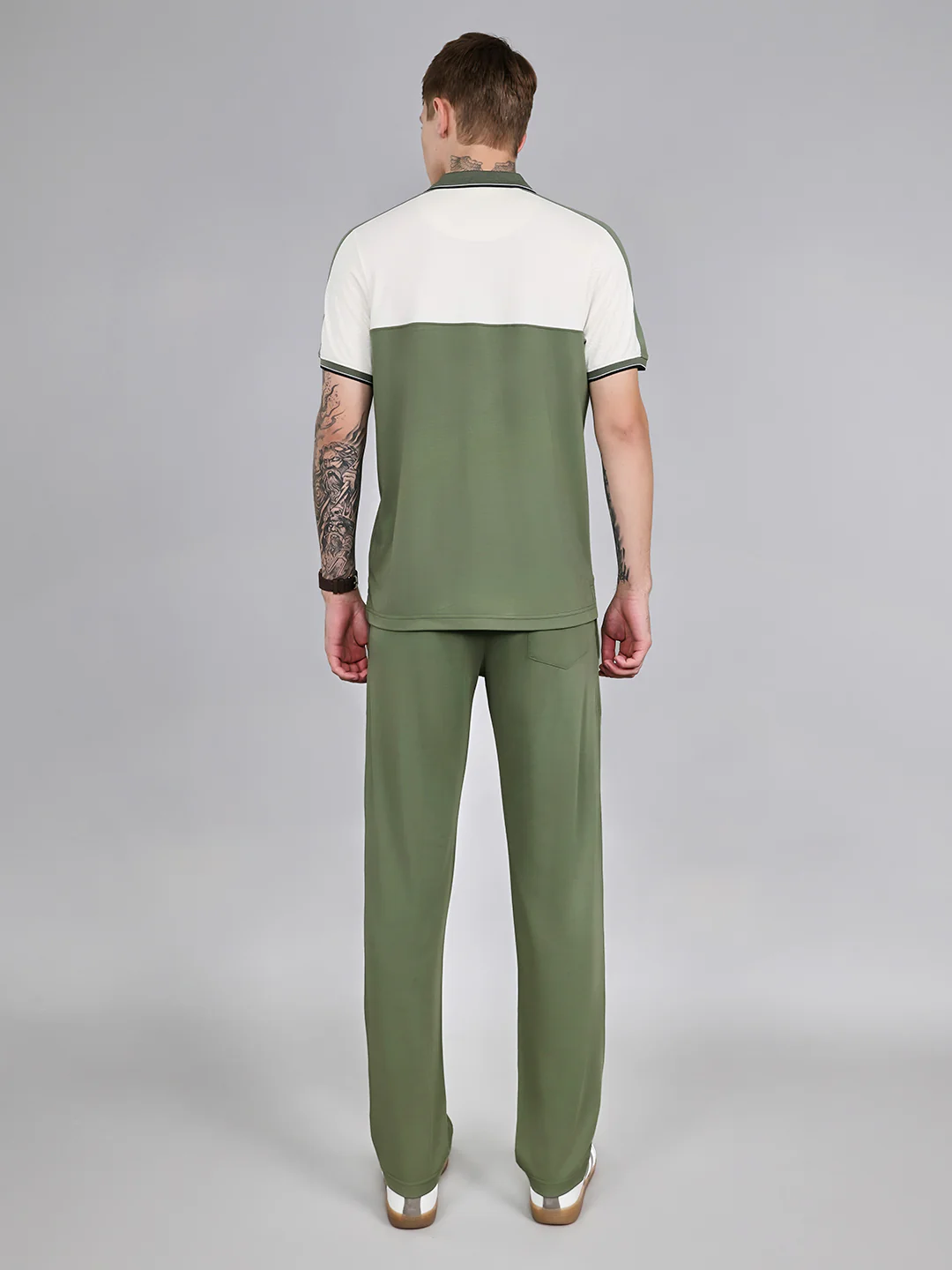 Men Green Solid Collar Half Sleeve Lower Set - Image 4