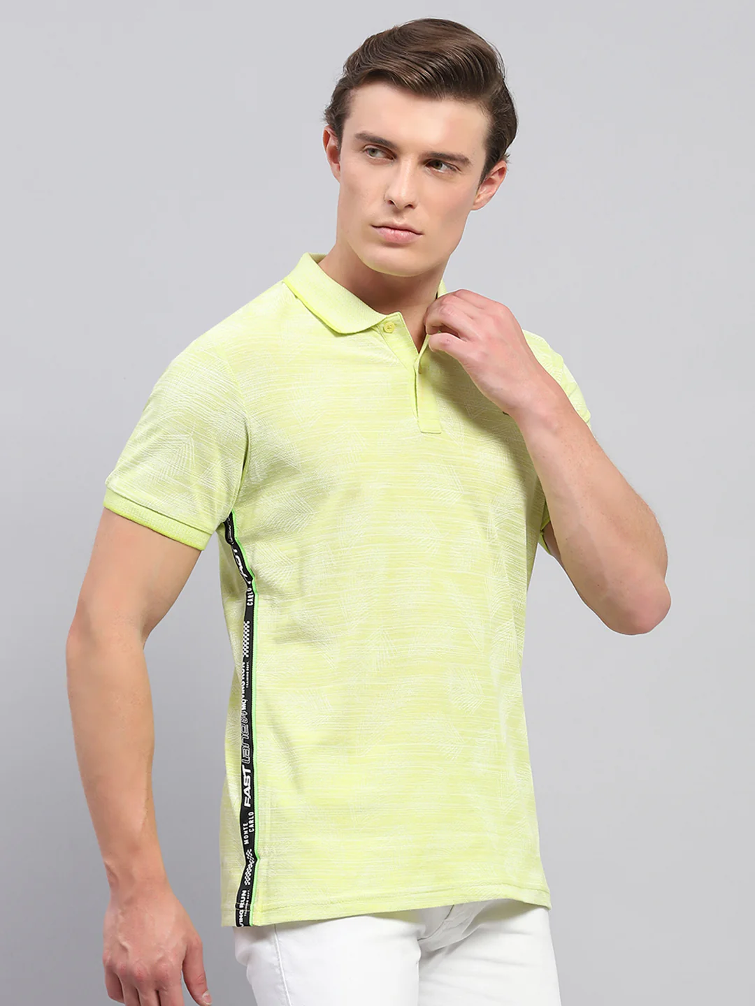 Men Green Solid Collar Half Sleeve T-Shirt - Image 4