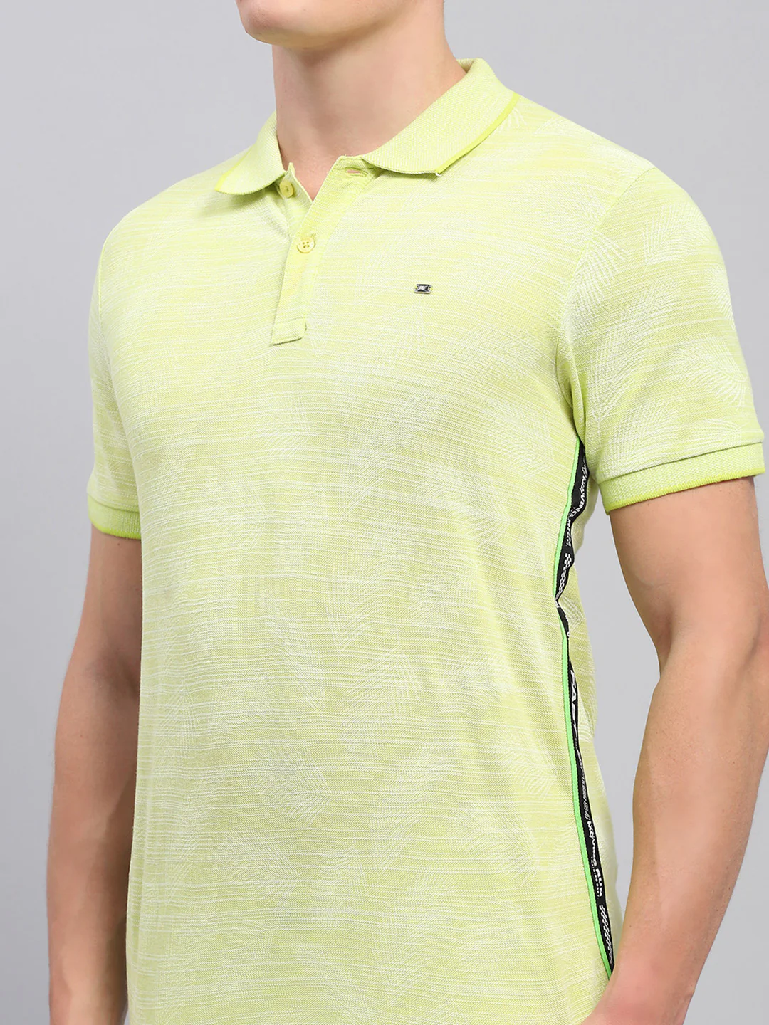 Men Green Solid Collar Half Sleeve T-Shirt - Image 6