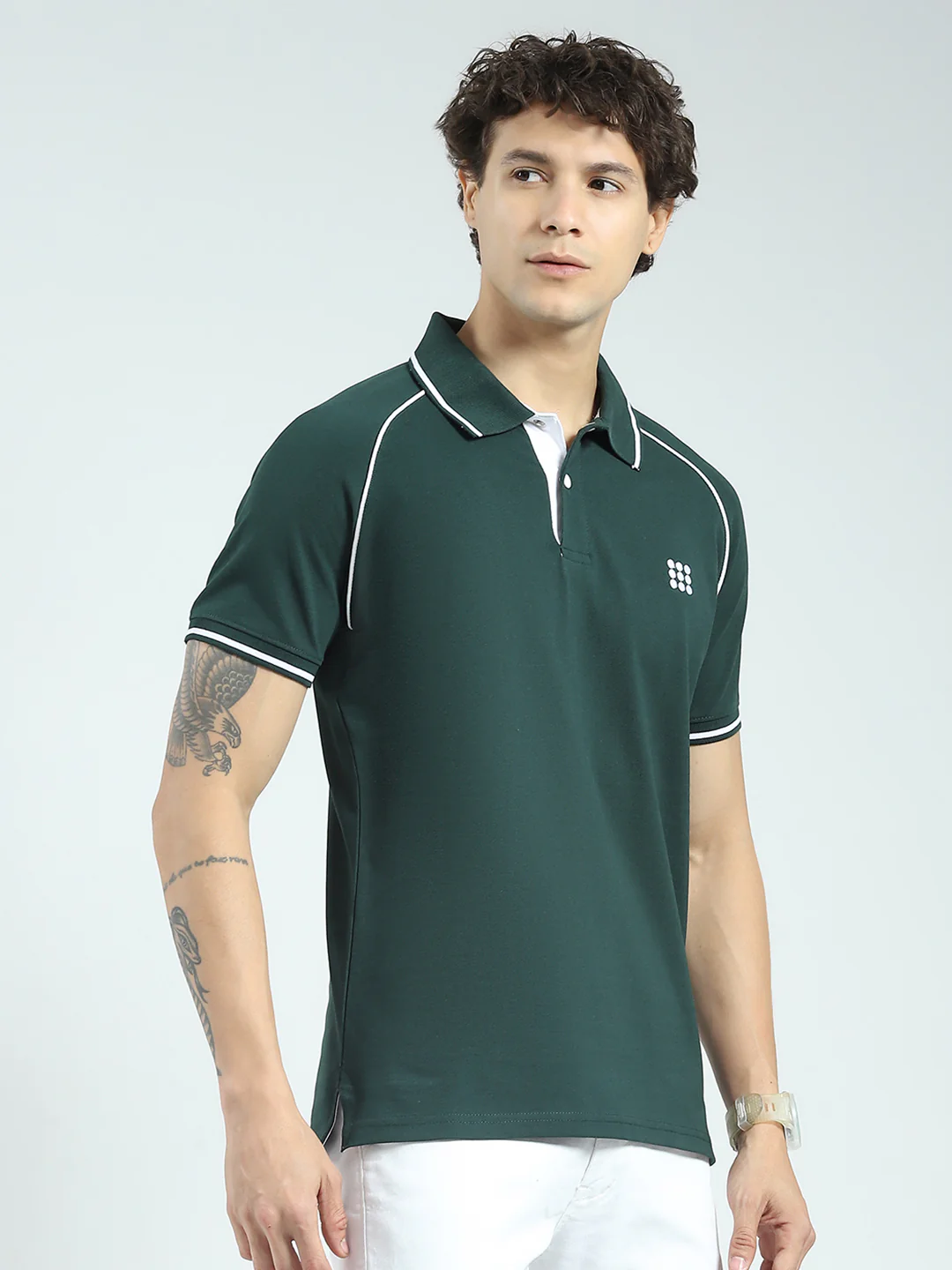 Rock.it Men Green Solid Collar Half Sleeve T-Shirt - Image 4