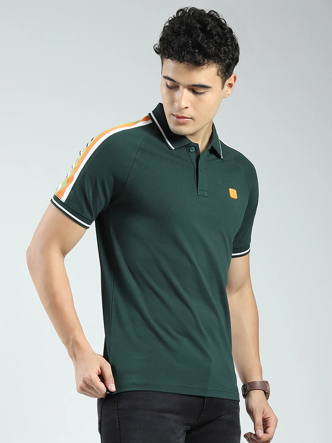Rock.it Men Green Solid Collar Half Sleeve T-Shirt - Image 4