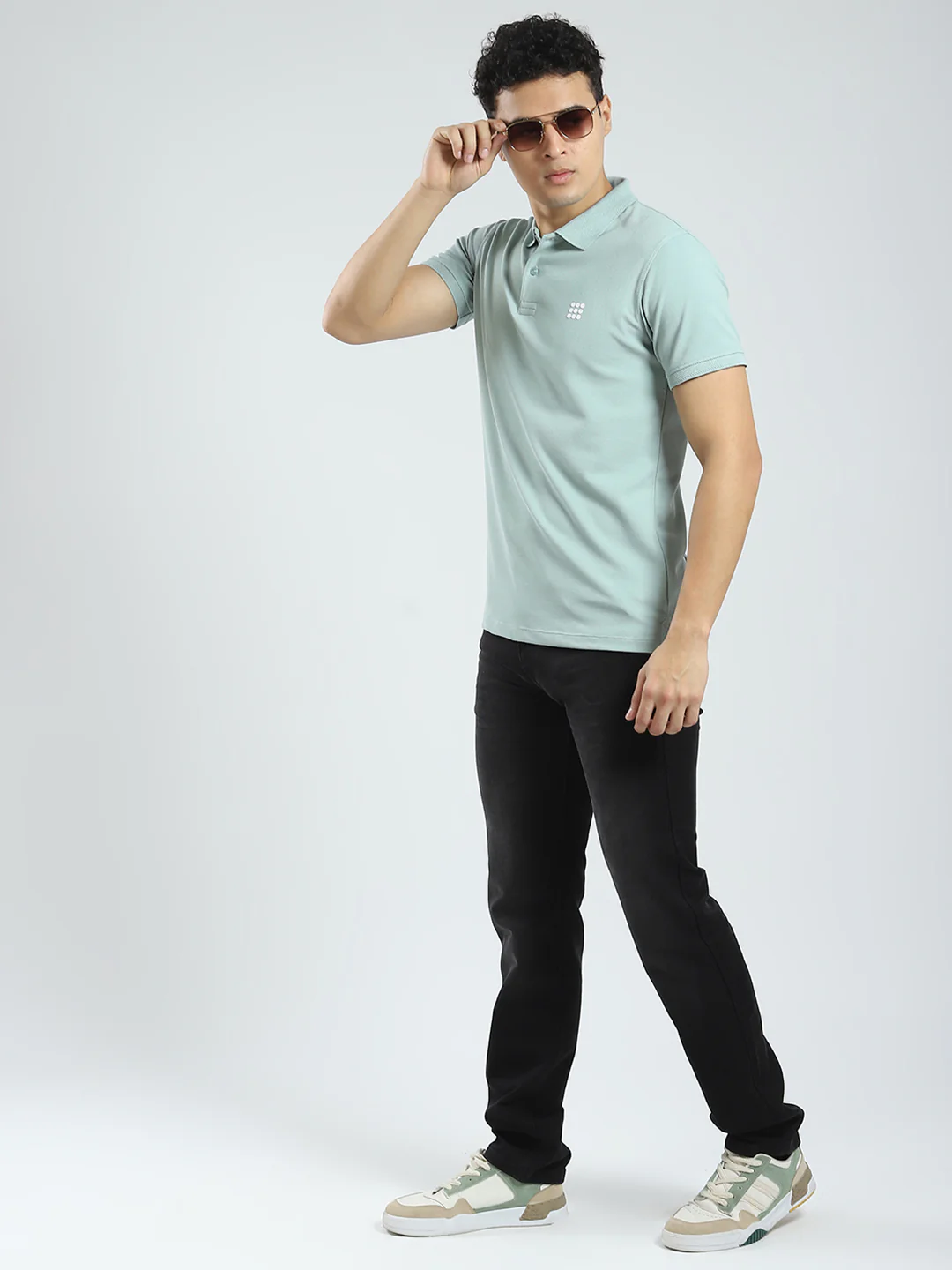 Rock.it Men Green Solid Collar Half Sleeve T-Shirt - Image 2