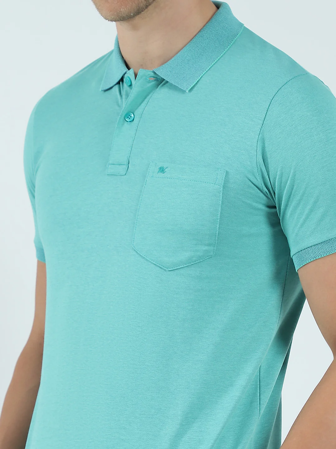 Men Green Solid Collar Half Sleeve T-Shirt - Image 7