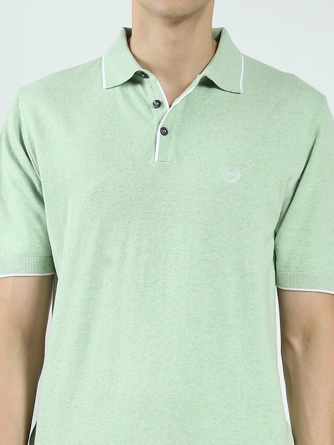 Men Green Solid Collar Half Sleeve T-Shirt - Image 6