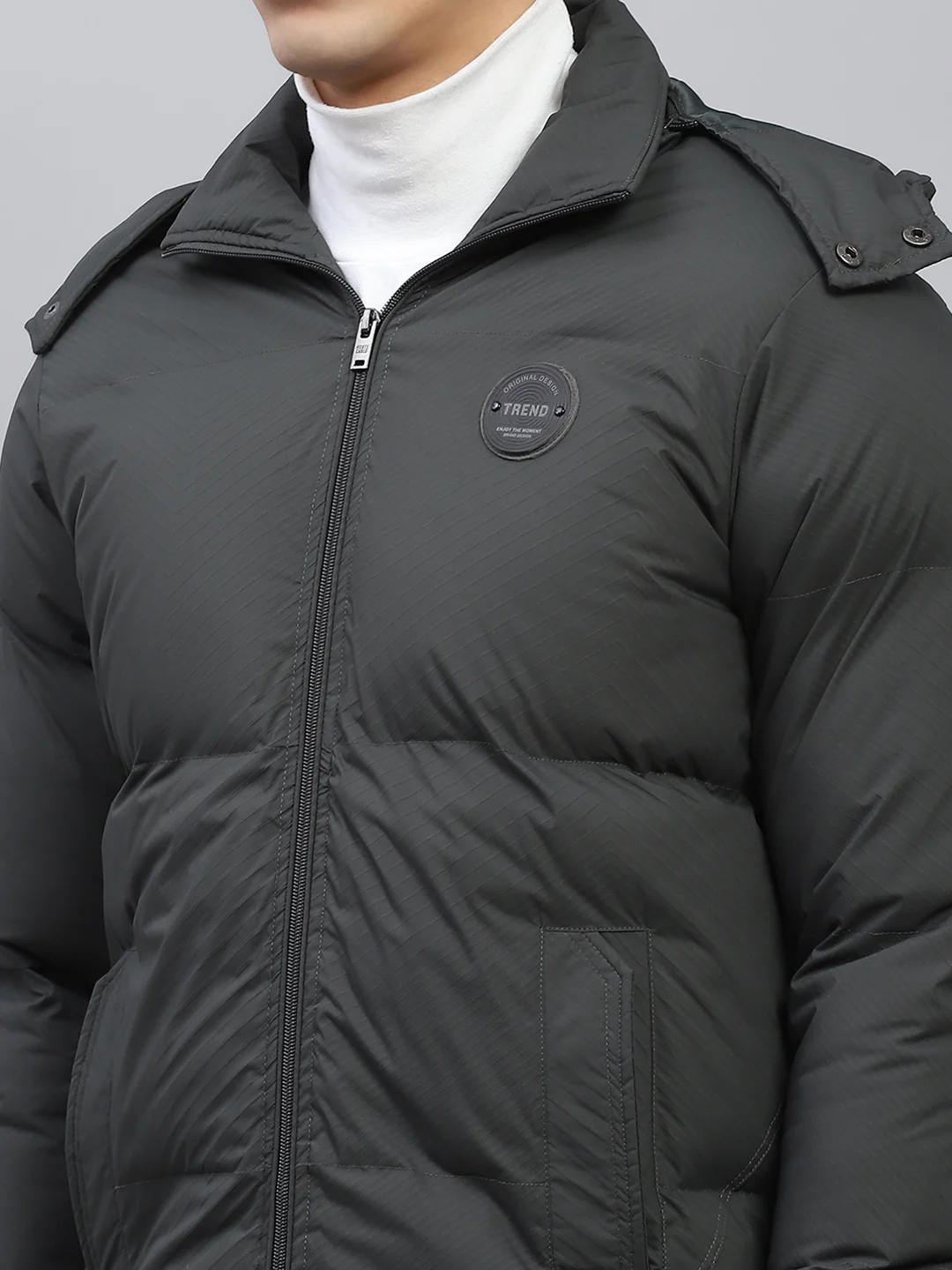Men Green Solid Detachable Hood Full Sleeve Jacket - Image 9