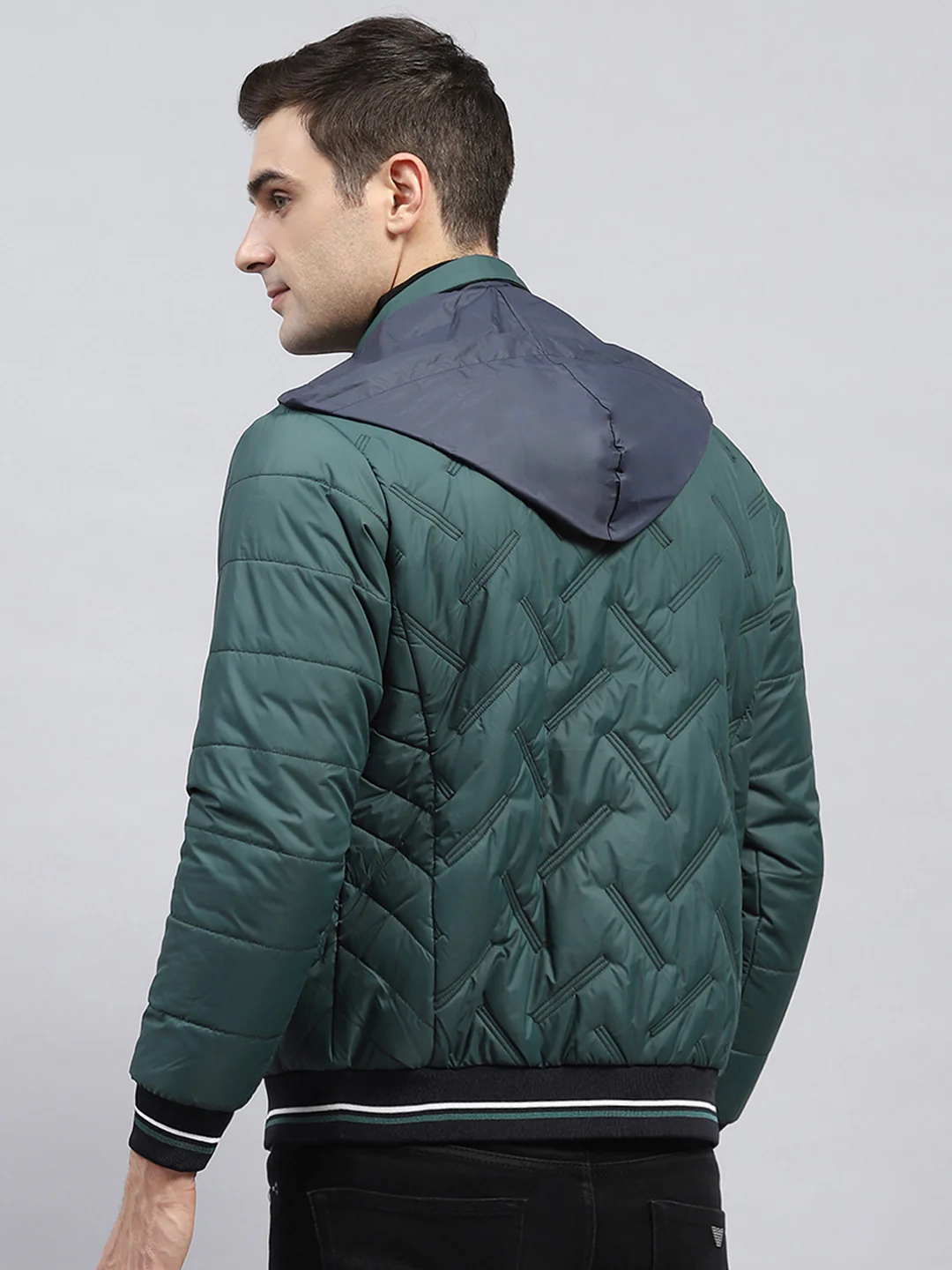 Men Green Solid Detachable Hood Full Sleeve Jacket - Image 6