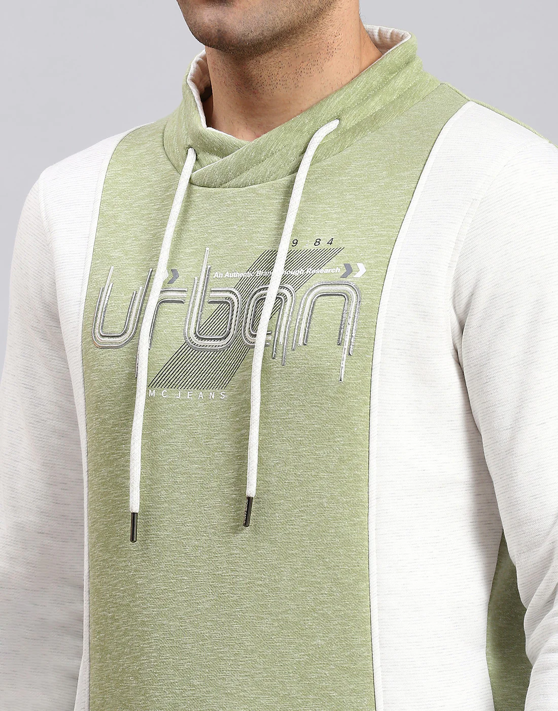 Men Green Solid F Neck Full Sleeve Sweatshirt - Image 7