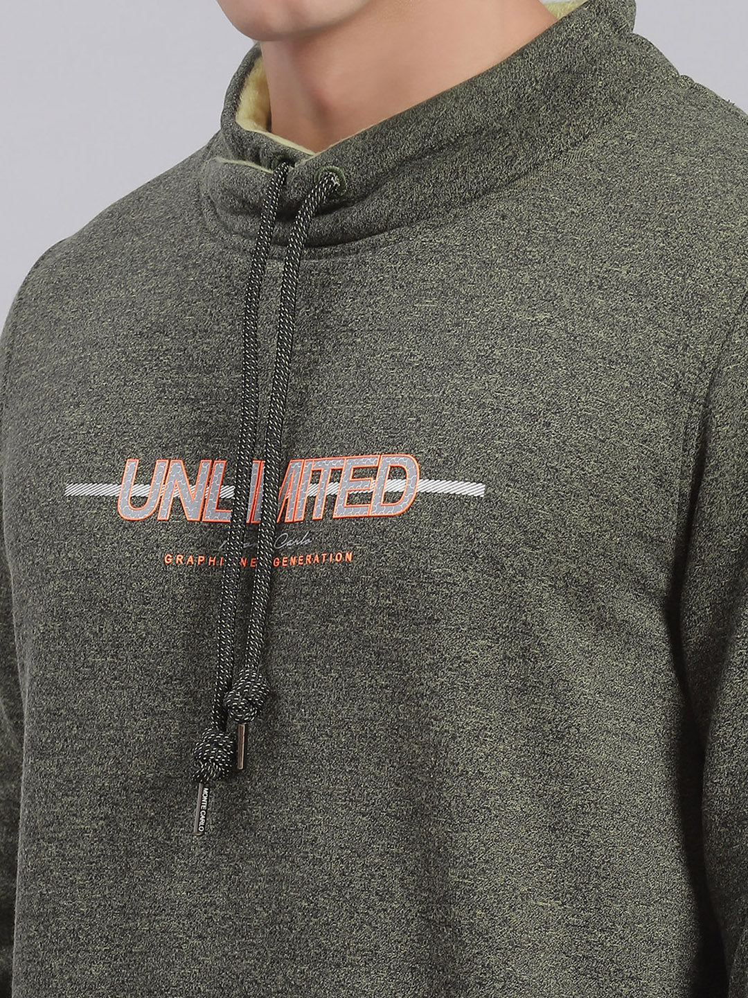 Men Green Solid F Neck Full Sleeve Sweatshirts - Image 7