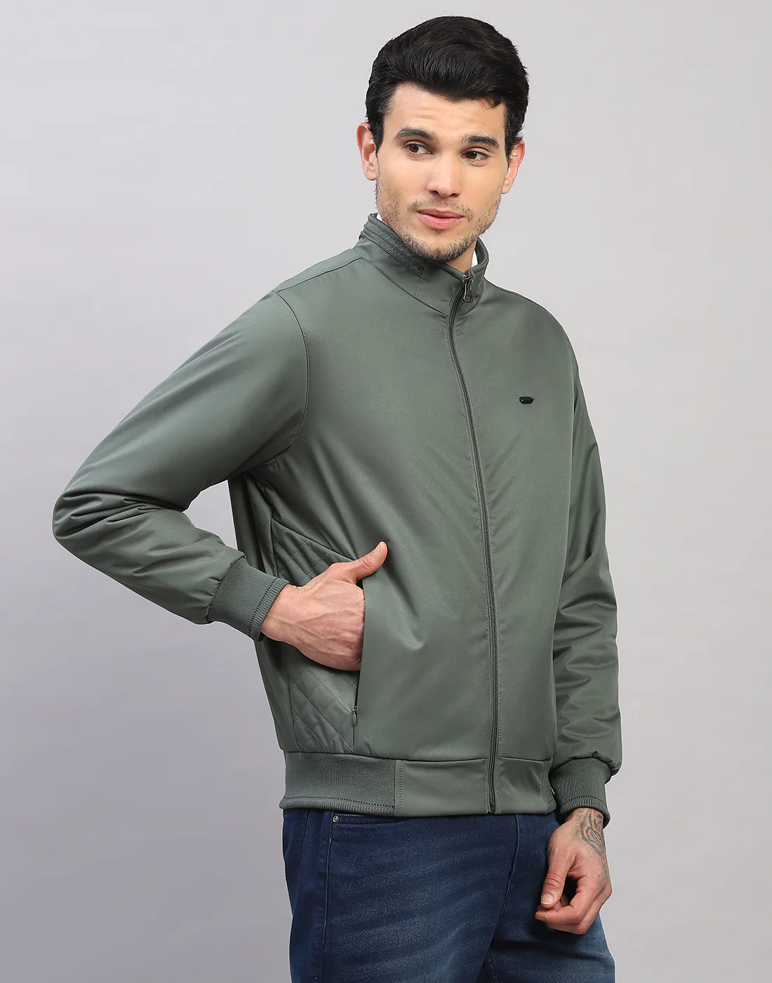 Men Green Solid  Full Sleeve Jacket - Image 3